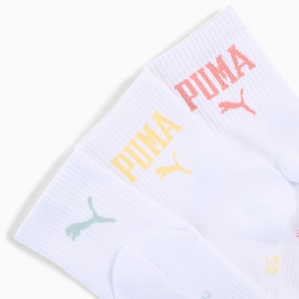 Medias cortas de caña media con logo unisex (pack de 3), white combo, large-ARG