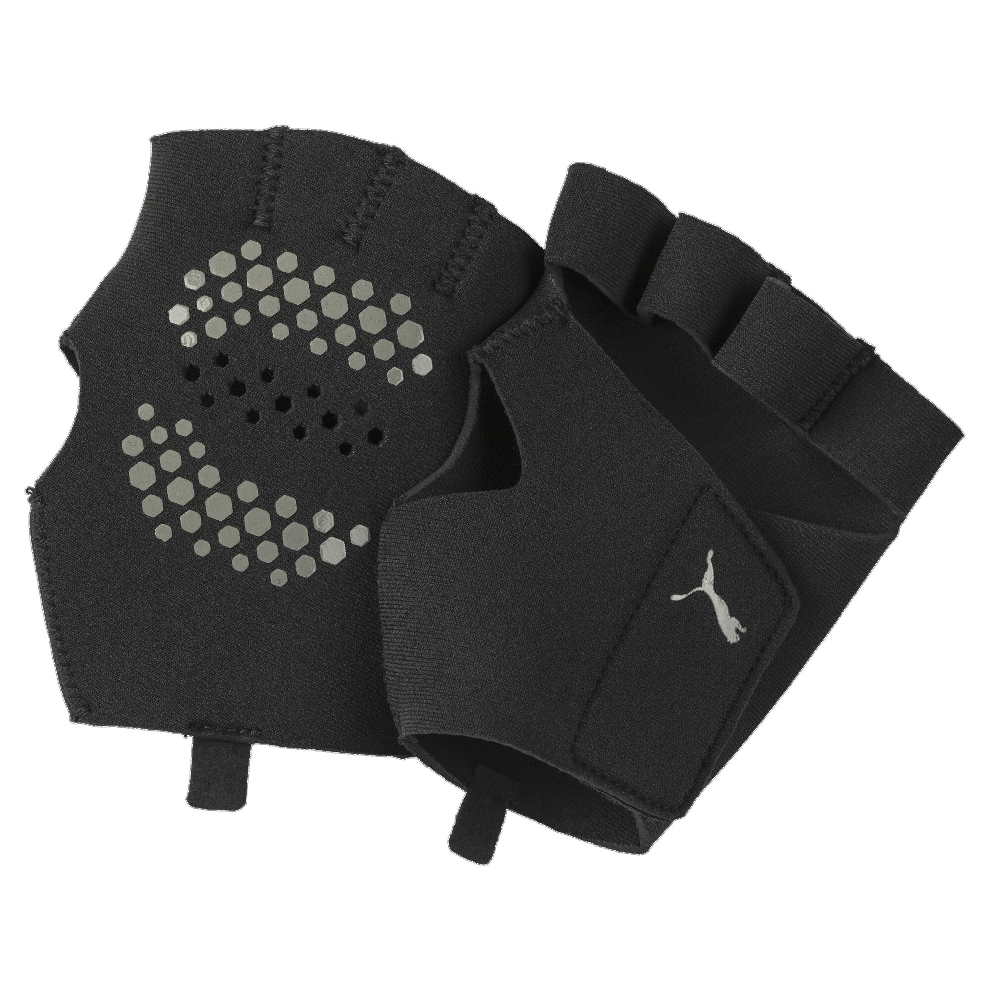 Men's PUMA Essential Premium Grip Cut Fingered Training Gloves In Black, Size Small