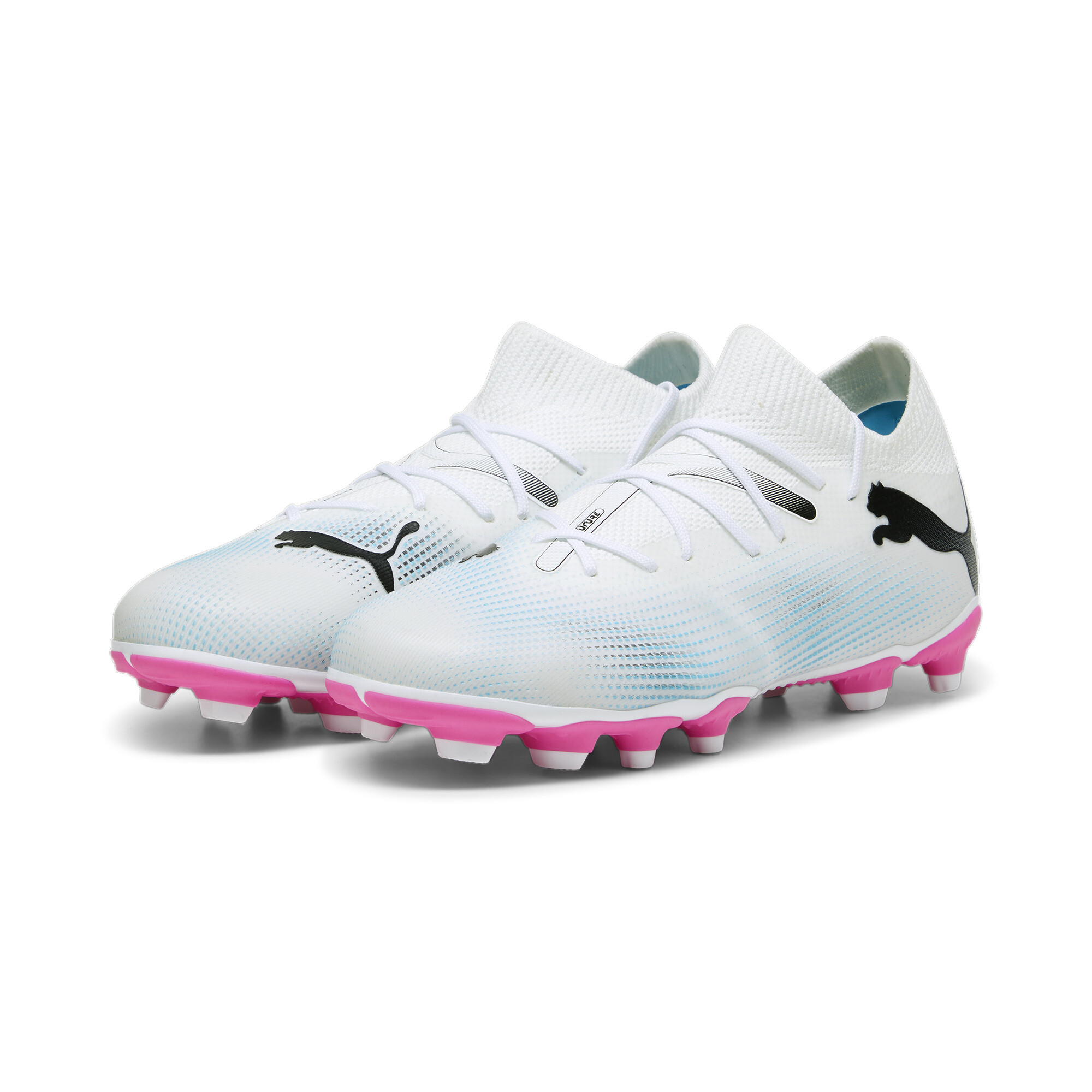 PUMA FUTURE 7 MATCH FG/AG Youth Football Boots In White/Pink, Size EU 29