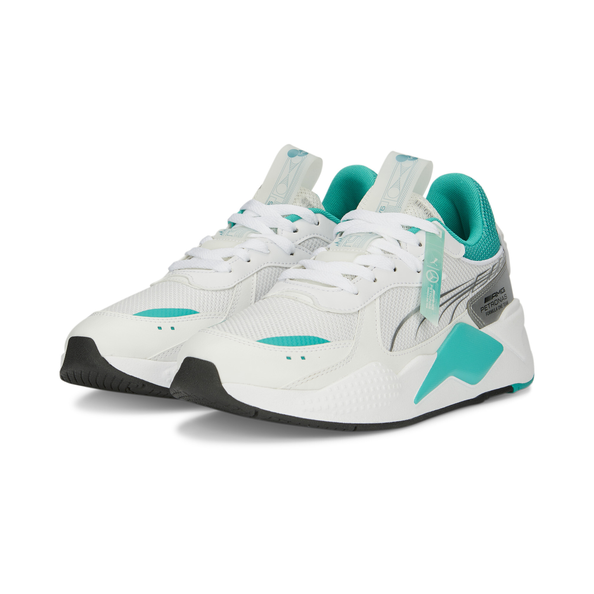 Men's PUMA Mercedes-AMG Petronas Motorsport RS-X Shoes In White, Size EU 48