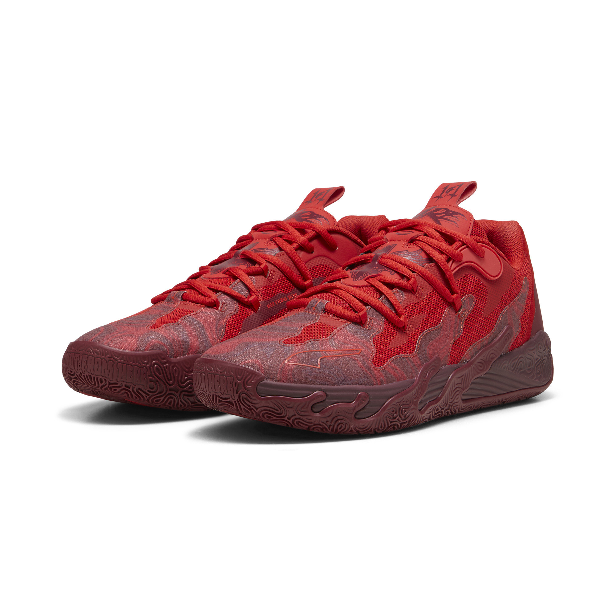 Men's PUMA MB.03 Lo Team Basketball Shoes In Red, Size EU 47