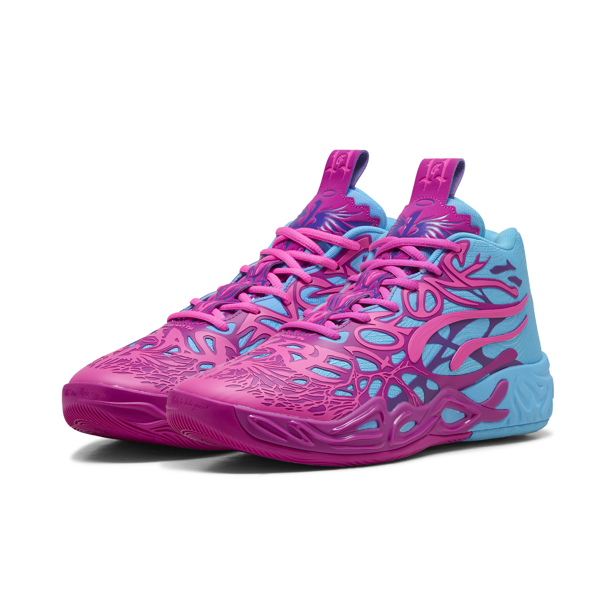 Men's PUMA MB.04 Iridescent Basketball Shoes In Pink, Size EU 47