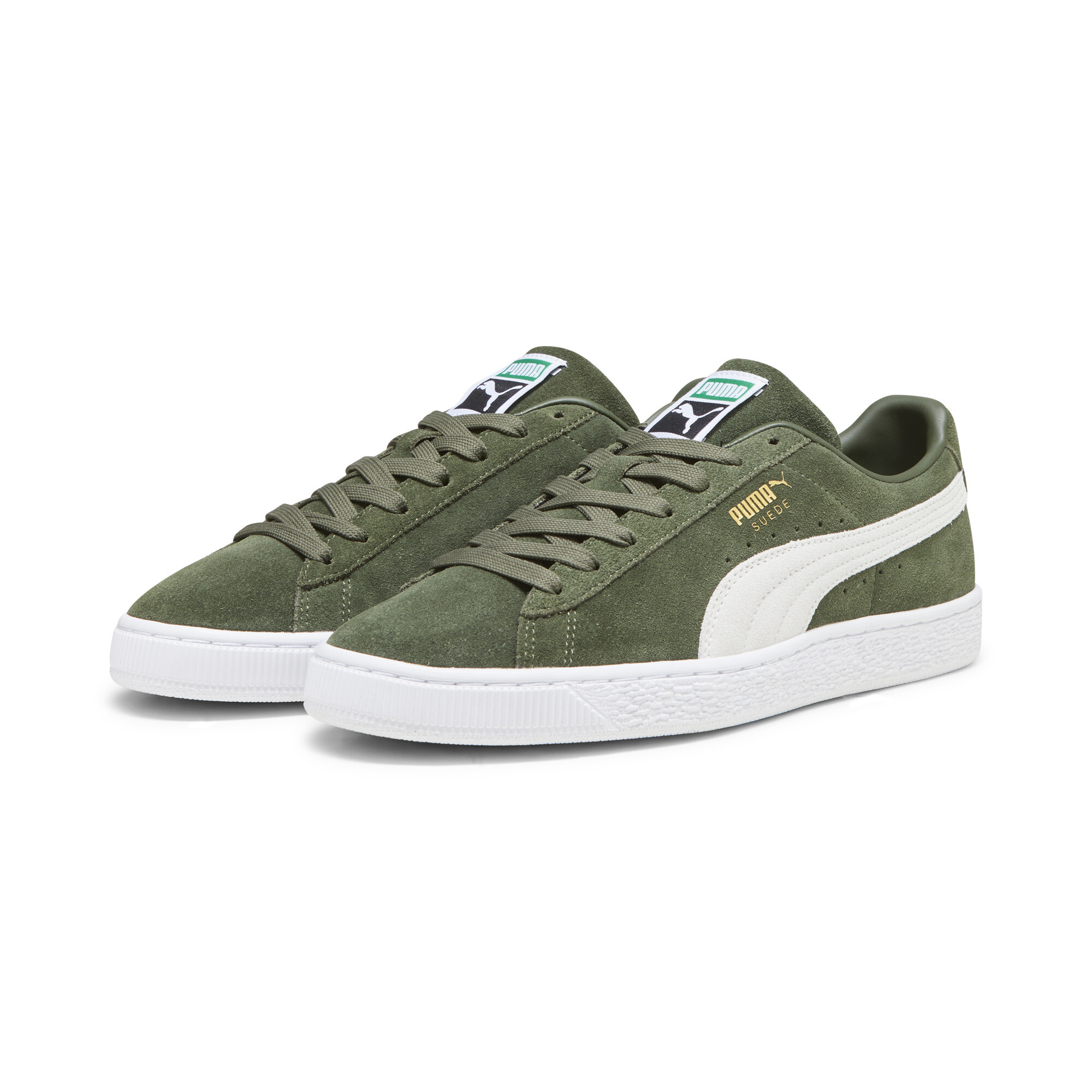 Kids' PUMA Suede Classic XXI Trainers Shoes In Green, Size EU 44