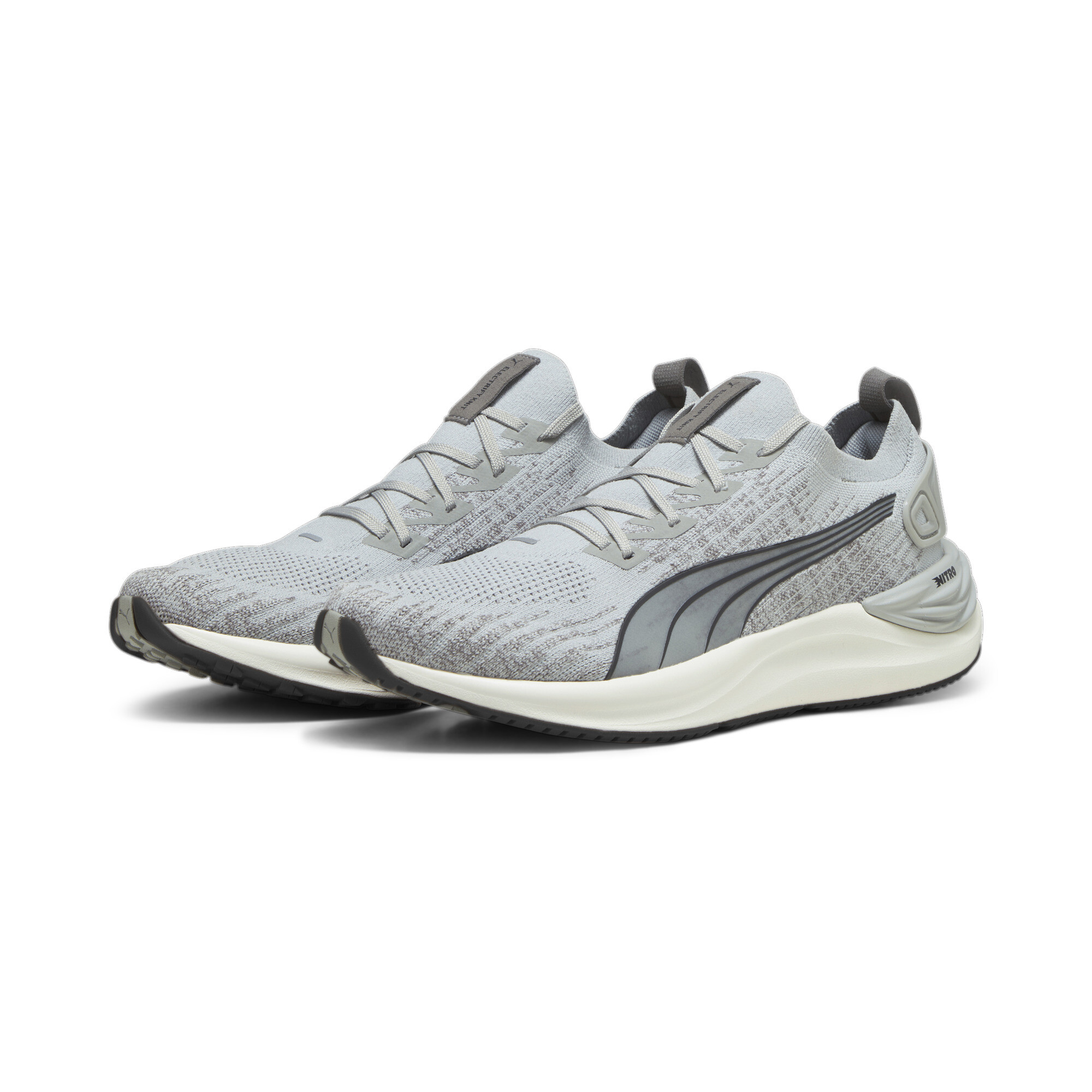 Men's PUMA Electrify NITRO 3 Knit Running Shoes In Gray, Size EU 39