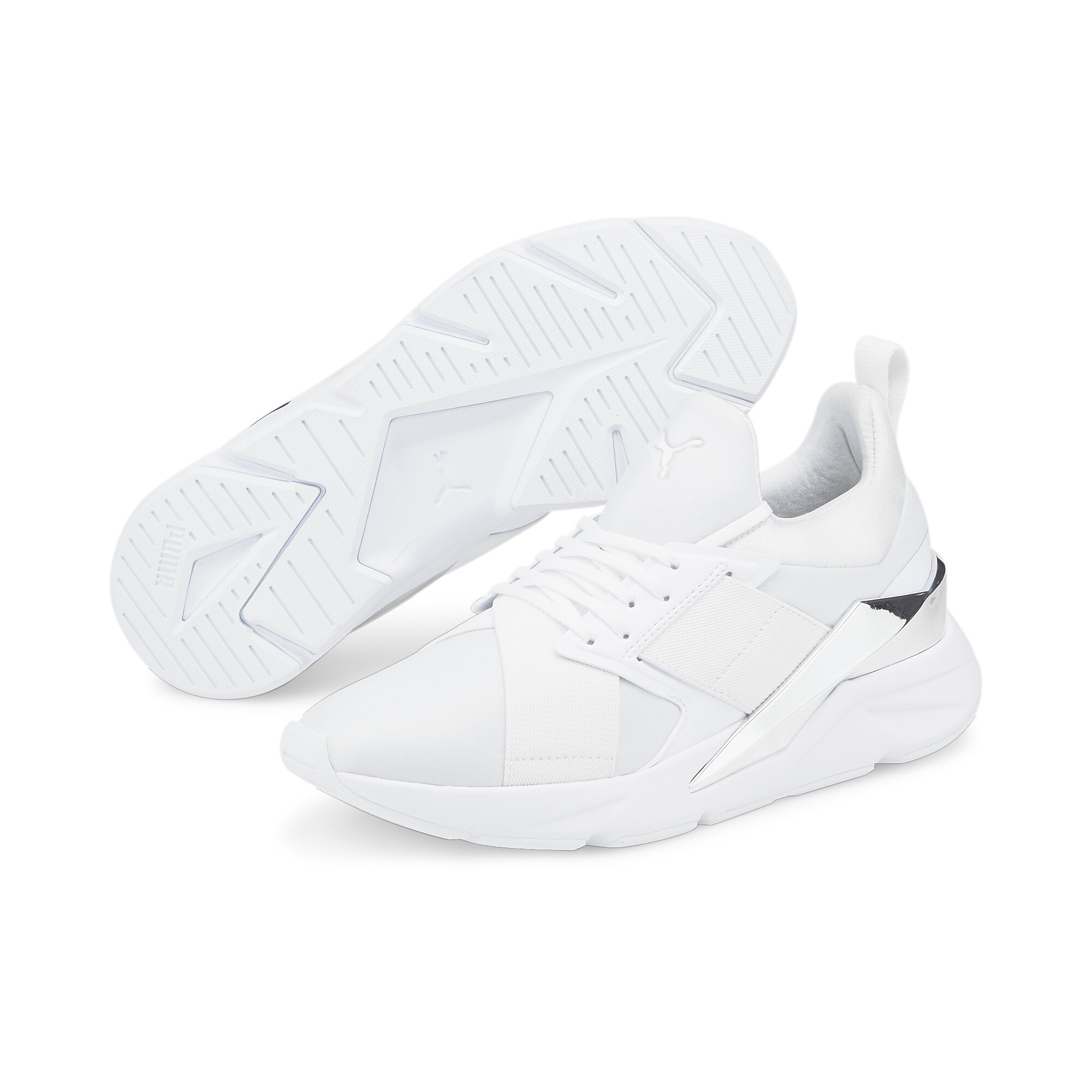 Women's PUMA Muse X5 Metal Trainers In 20 - White, Size EU 35.5