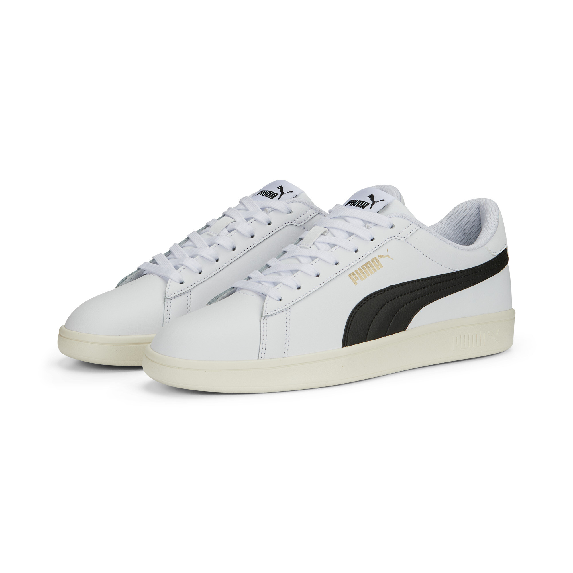 Men's PUMA Smash 3.0 L Sneakers In White/Gold, Size EU 39