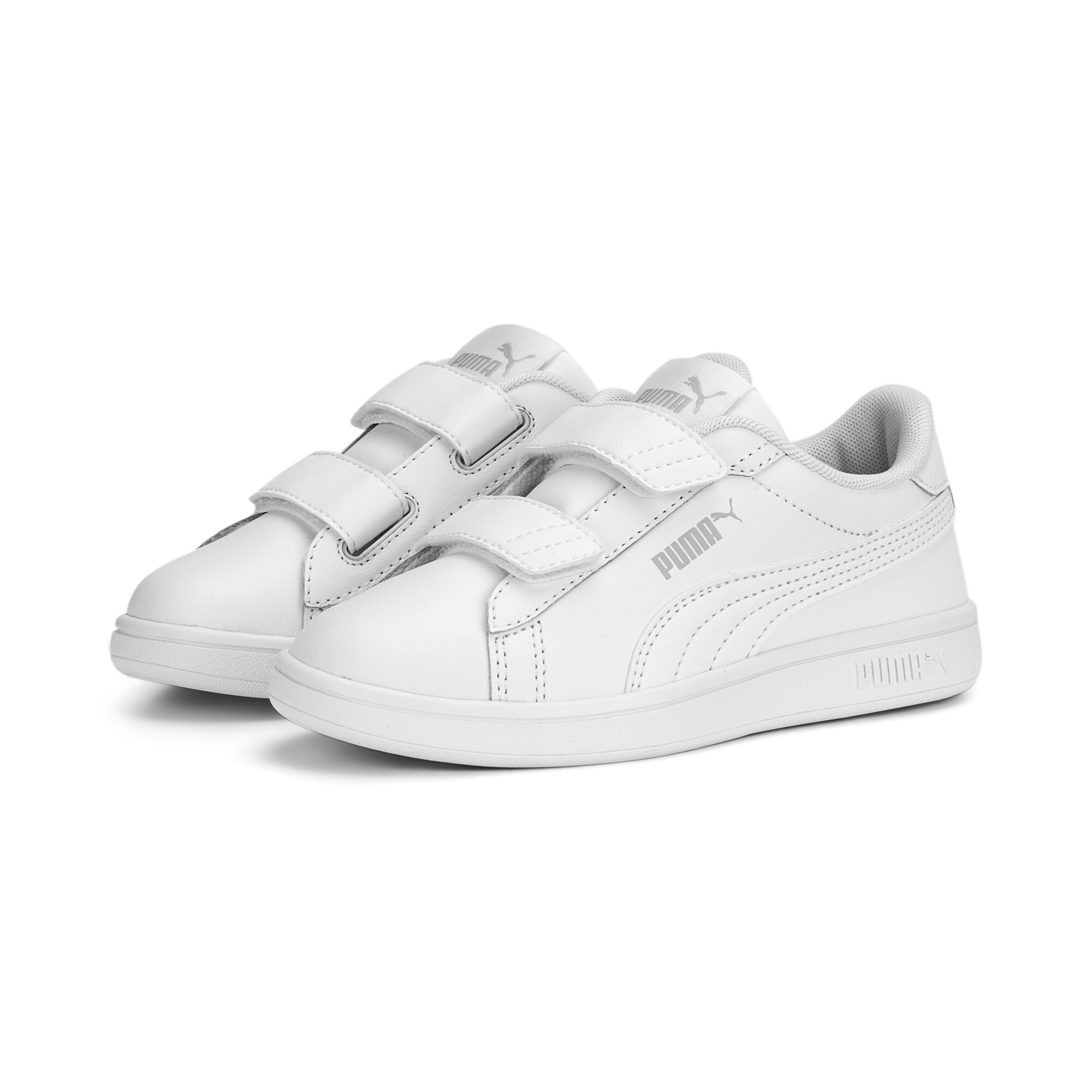 PUMA Smash 3.0 Leather V Sneakers Kids In White, Size EU 34