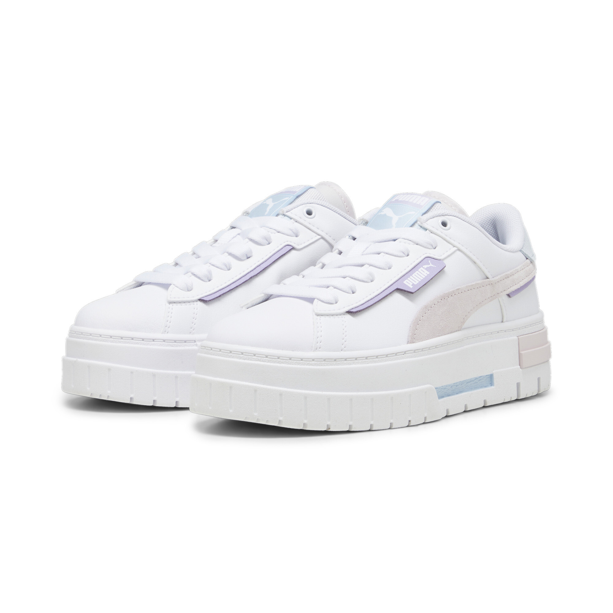 Women's PUMA Mayze Crashed Sneakers In White/Pink, Size EU 40.5