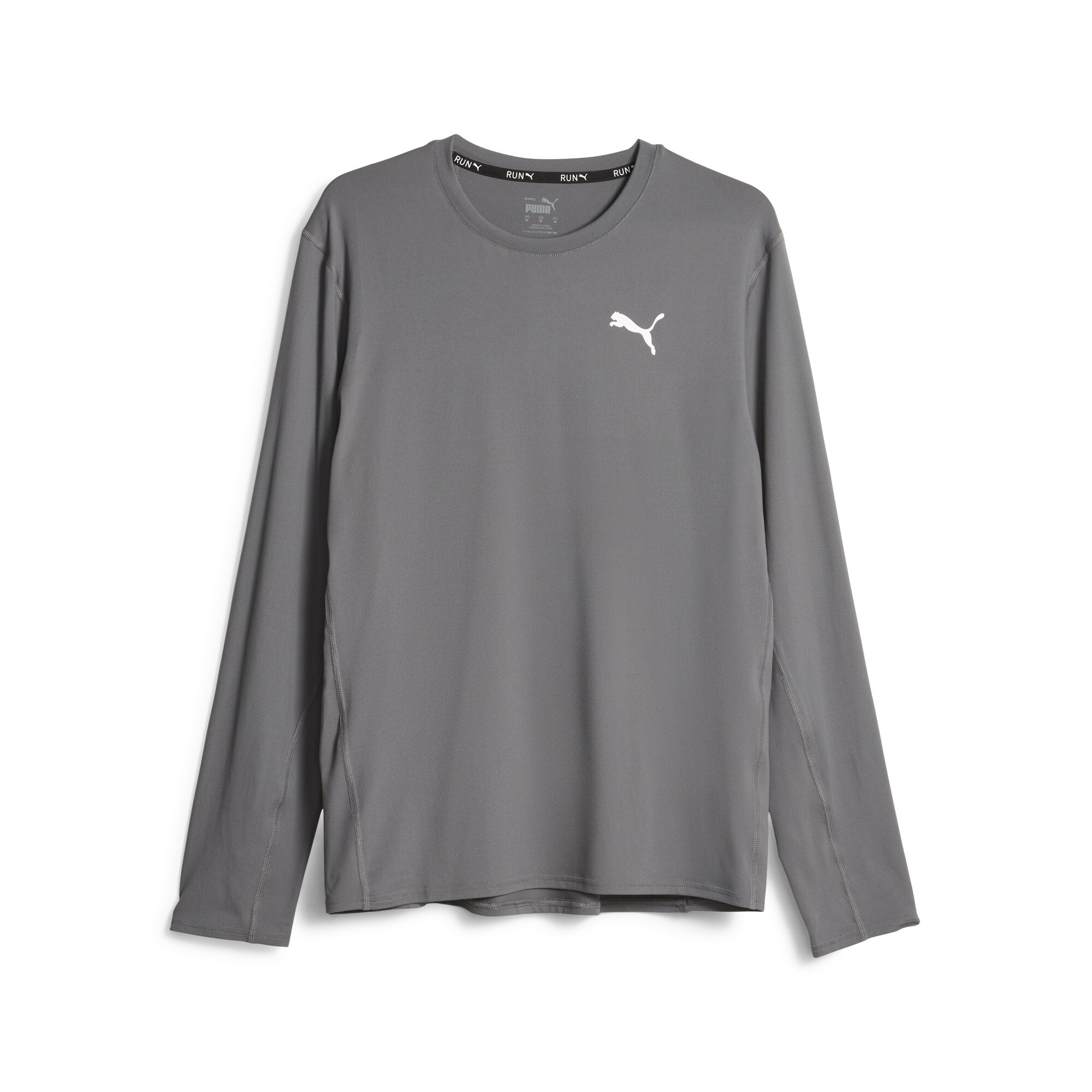 Men's PUMA RUN CLOUDSPUN Long Sleeve Running T-Shirt In Gray, Size Small