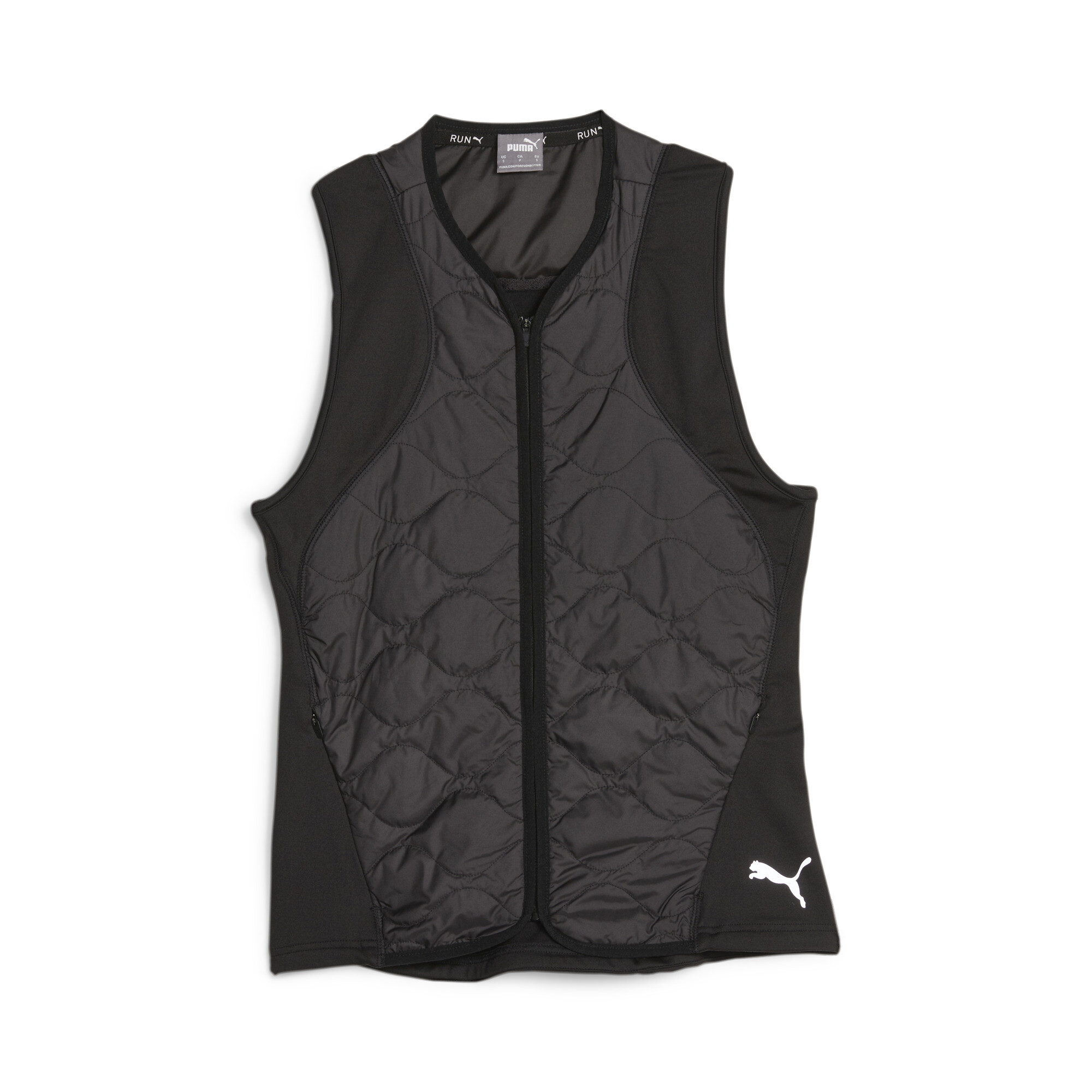 Women's PUMA RUN CLOUDSPUN WRMLBL Padded Running Vest In Black, Size XS