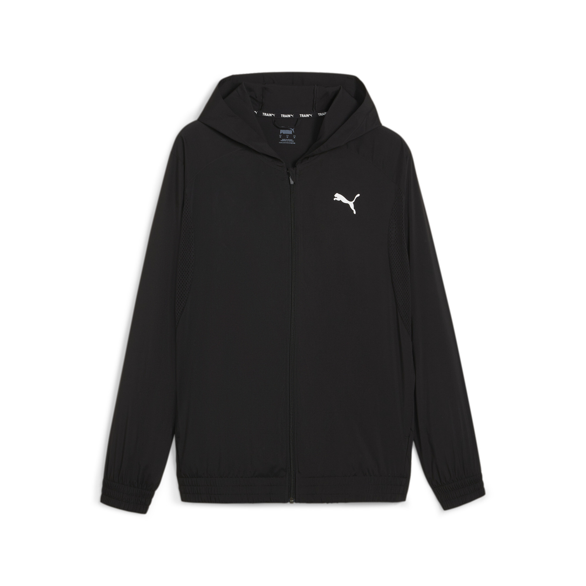 Men's PUMA FIT Woven Full-zip Jacket In Black, Size Small