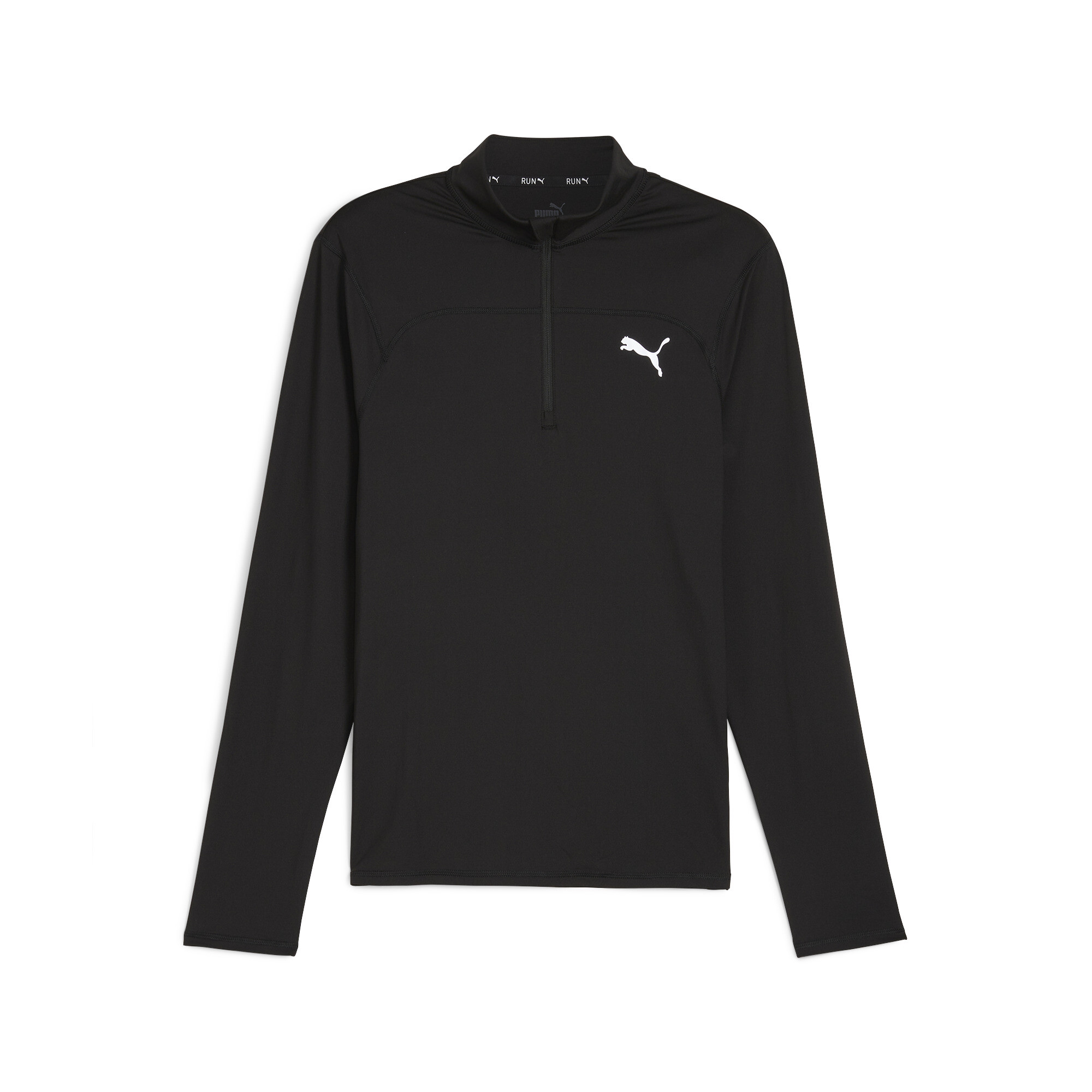 Men's PUMA RUN CLOUDSPUN Quarter-Zip Pullover In Black, Size 2XL, Polyester