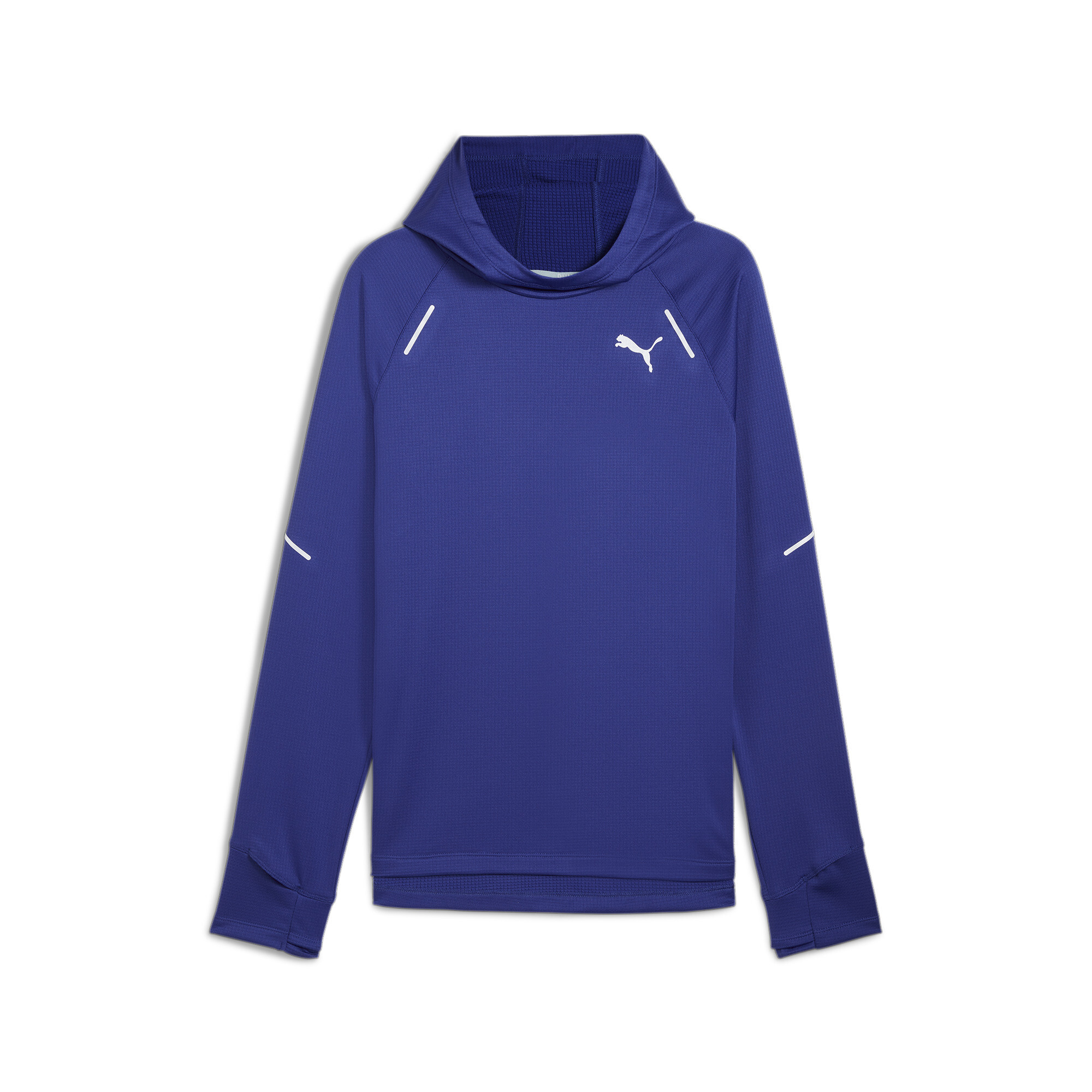 Men's PUMA RUN Grid Fleece Hoodie Men In Blue, Size 2XL