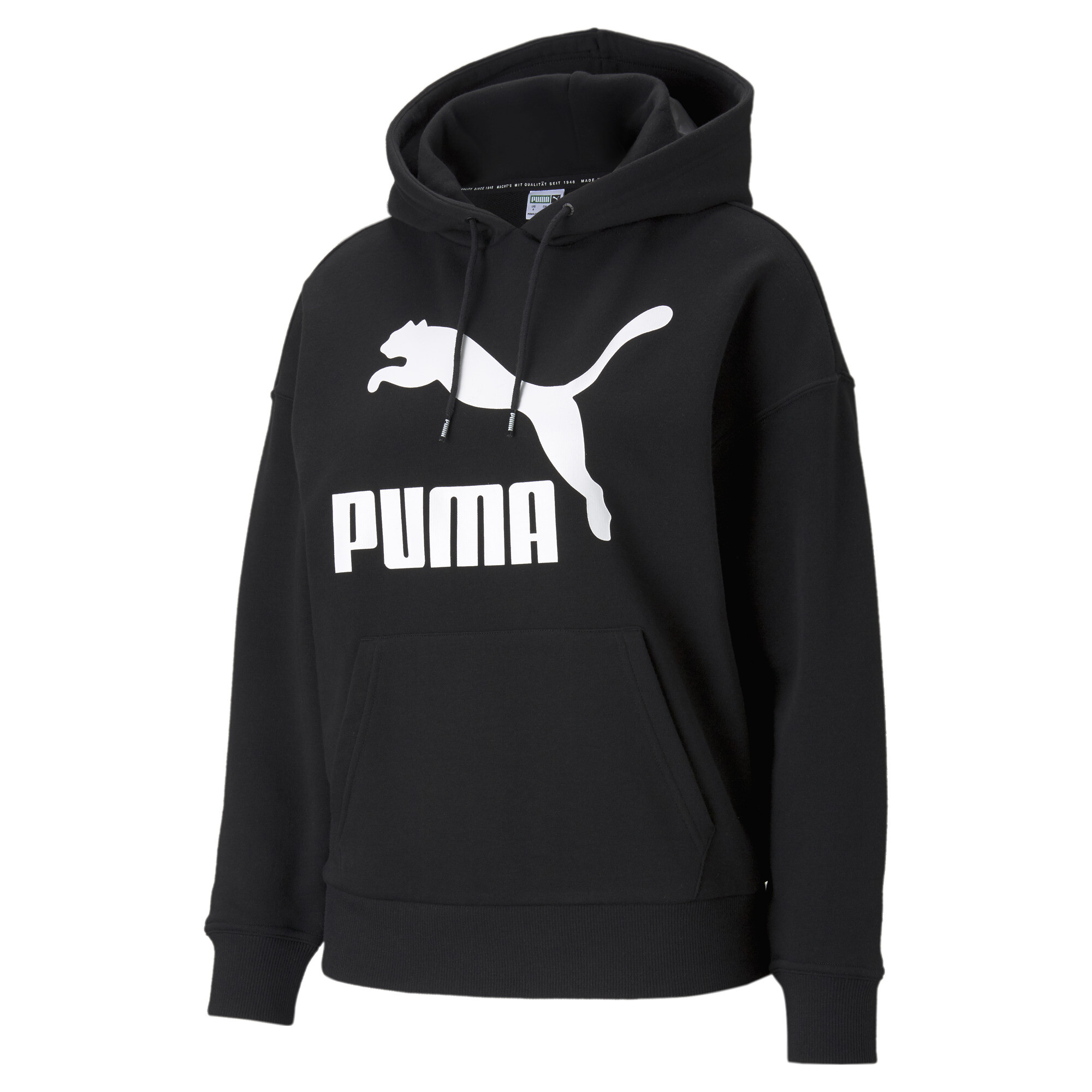 Women's PUMA Classics Logo Hoodie Women In Black, Size XL, Cotton