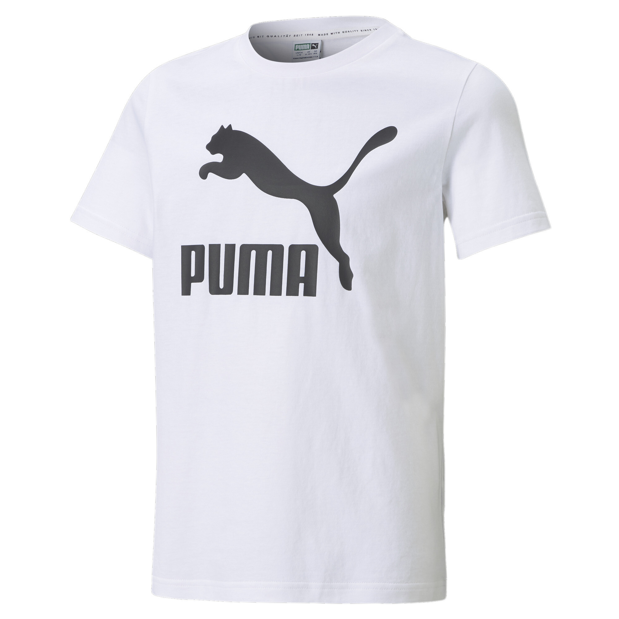 PUMA Classics B T-Shirt In White, Size 13-14 Youth