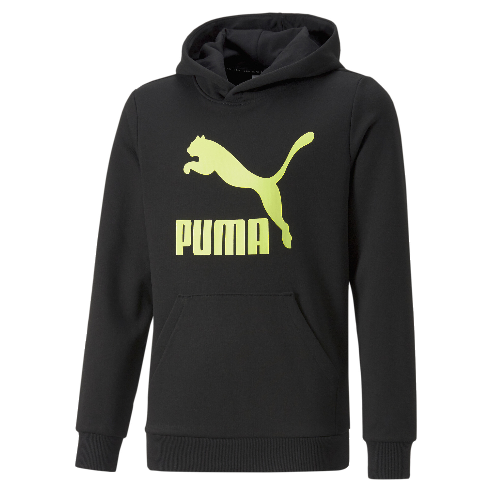 PUMA Classics Logo Hoodie In Black, Size 4-5 Youth