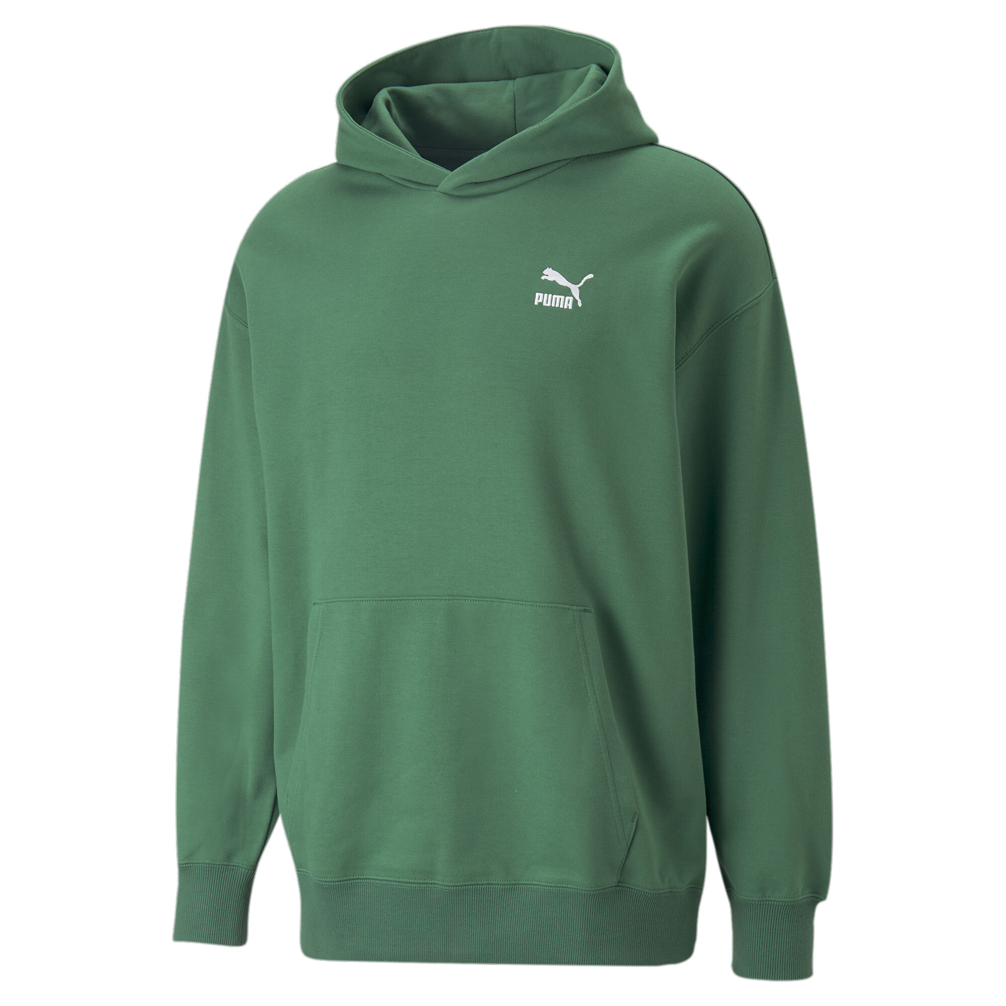 Men's PUMA Classics Relaxed Hoodie Men In Green, Size Large, Cotton