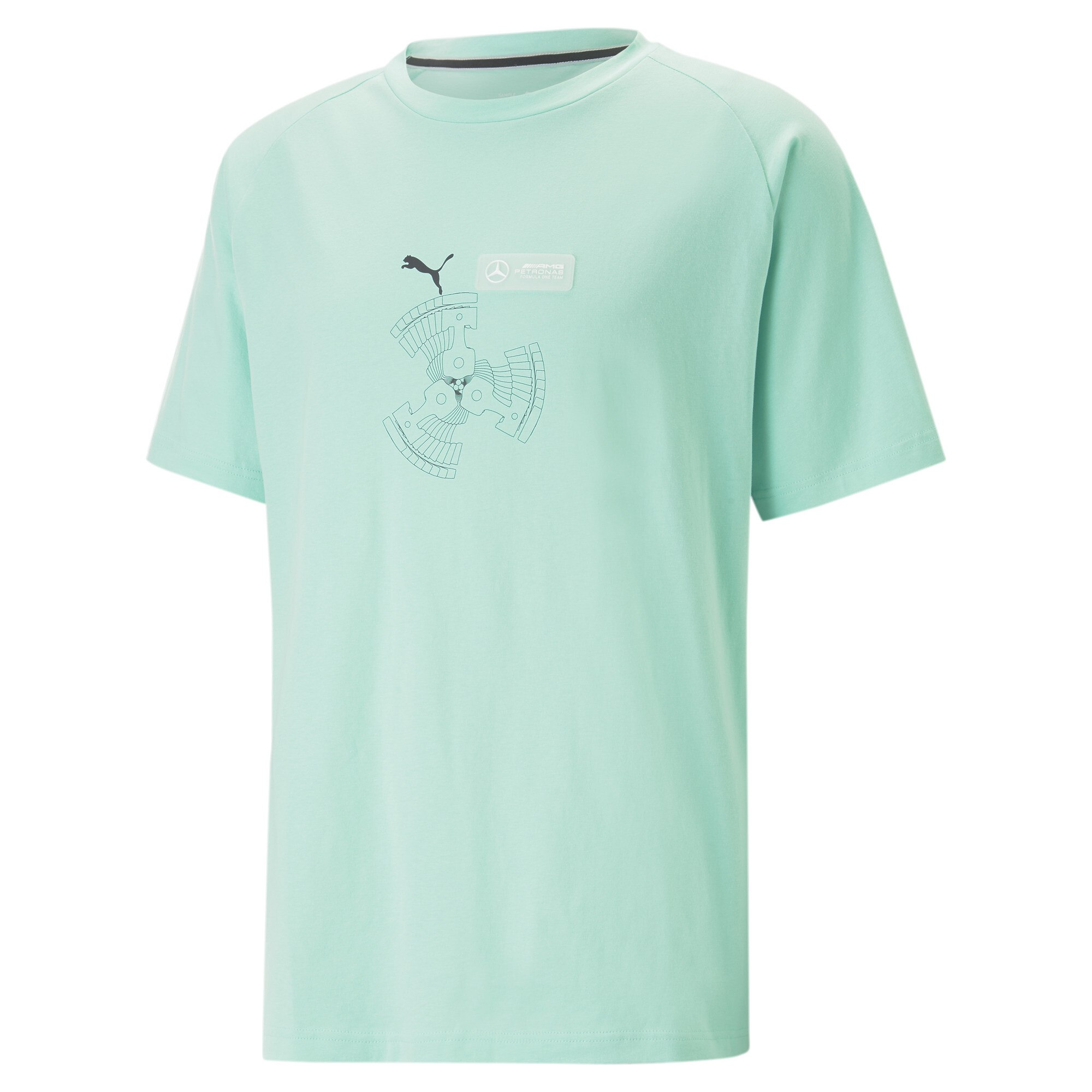 Men's PUMA Mercedes-AMG Petronas Motorsport Statement T-Shirt Men In Green, Size XS, Cotton