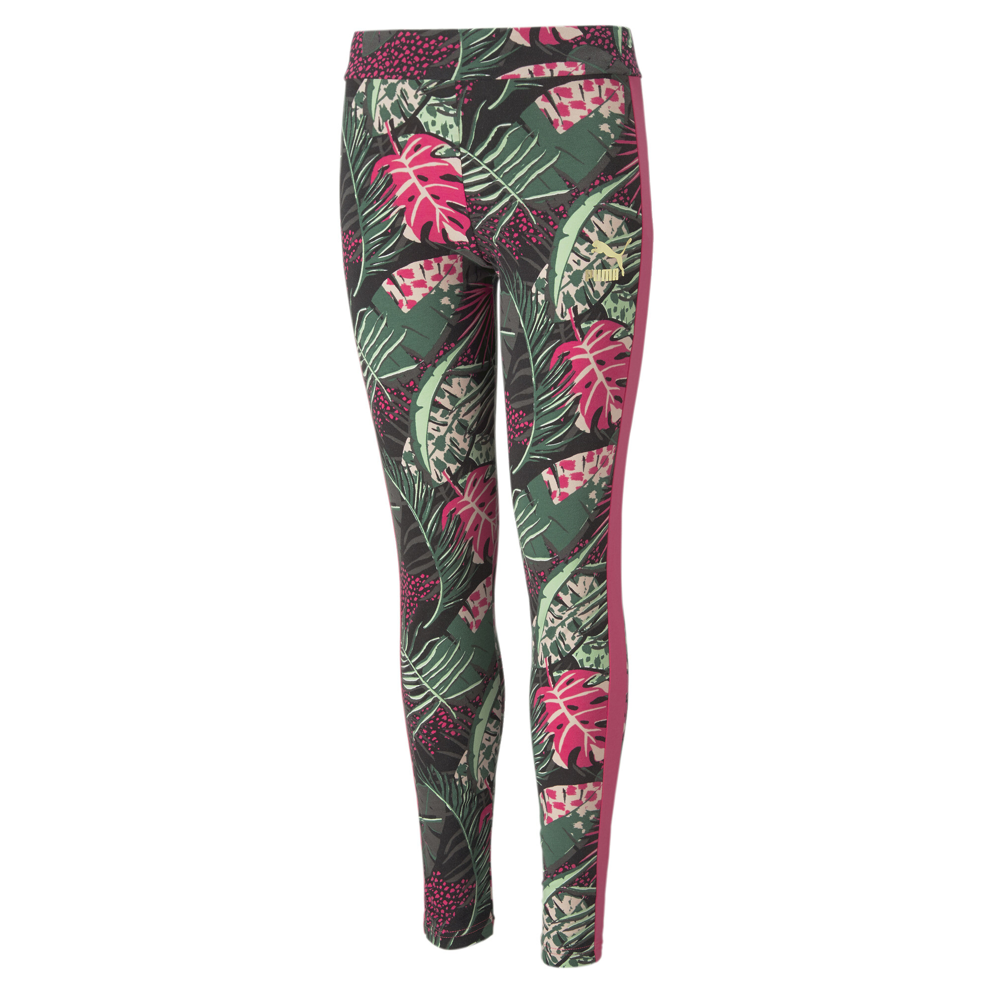PUMA T7 Vacay Queen Printed Leggings In Pink, Size 9-10 Youth