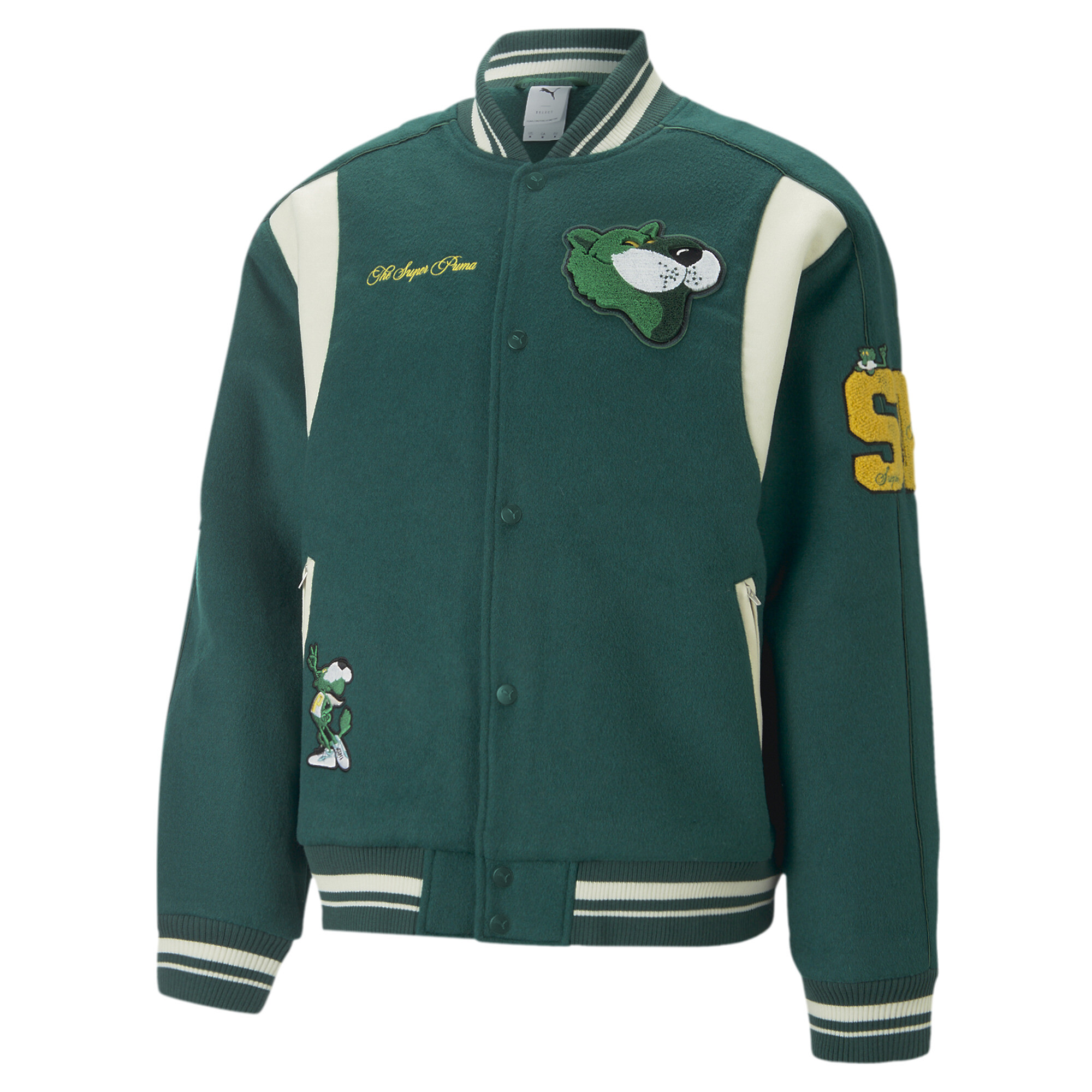 Men's PUMA The Mascot T7 College Jacket Men In Green, Size XS