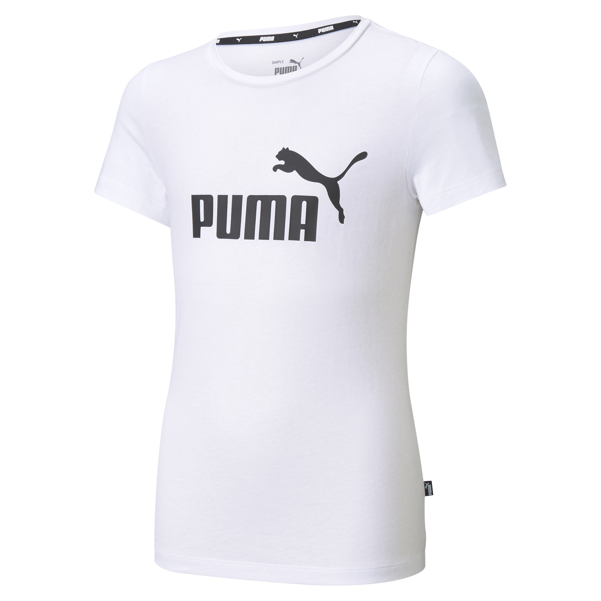 PUMA Essentials Logo T-Shirt In White, Size 15-16 Youth