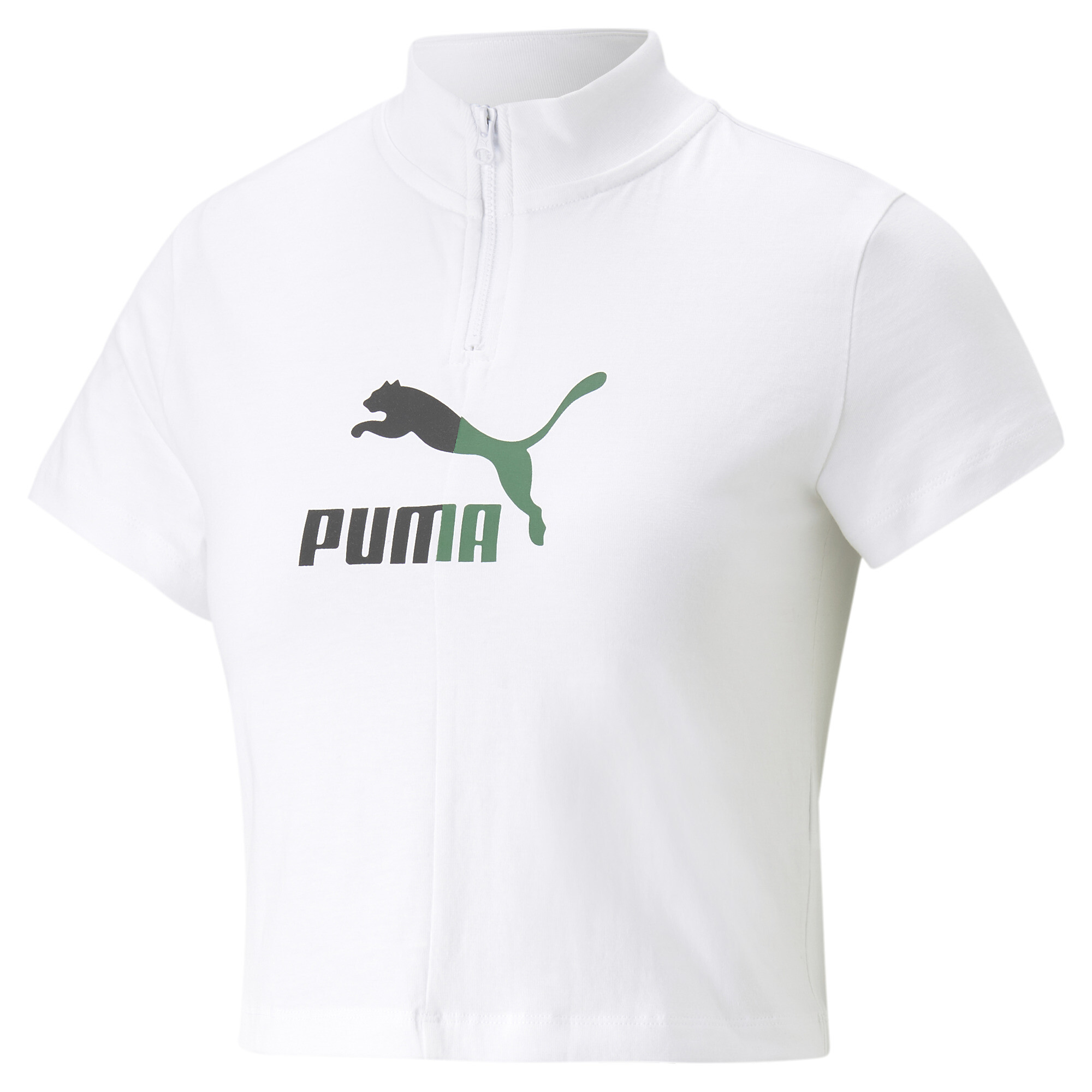 Women's PUMA Classics Quarter-Zip T-Shirt Women In White, Size XL