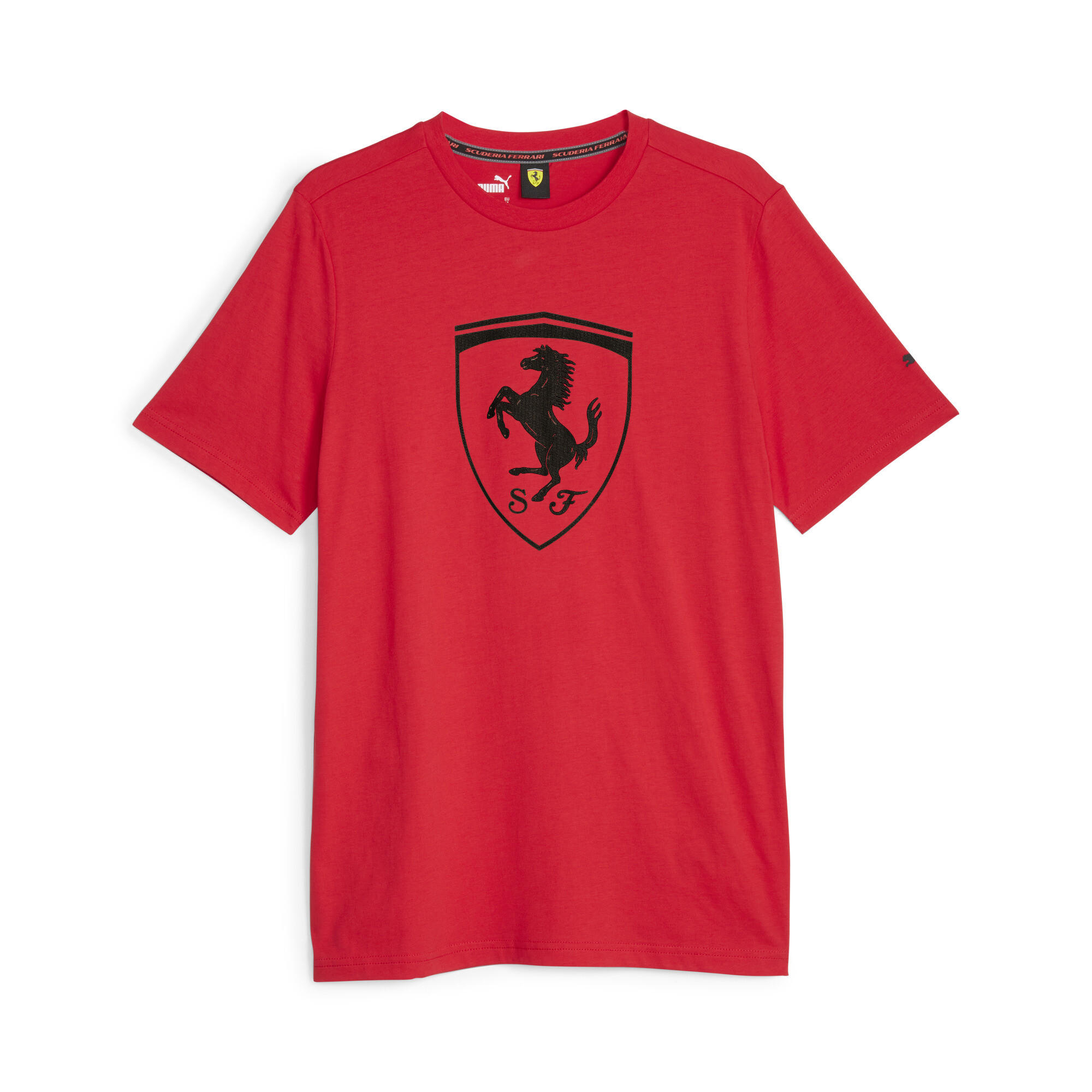 Men's PUMA Scuderia Ferrari Race Big Shield Motorsport T-Shirt In Red, Size Medium, Cotton