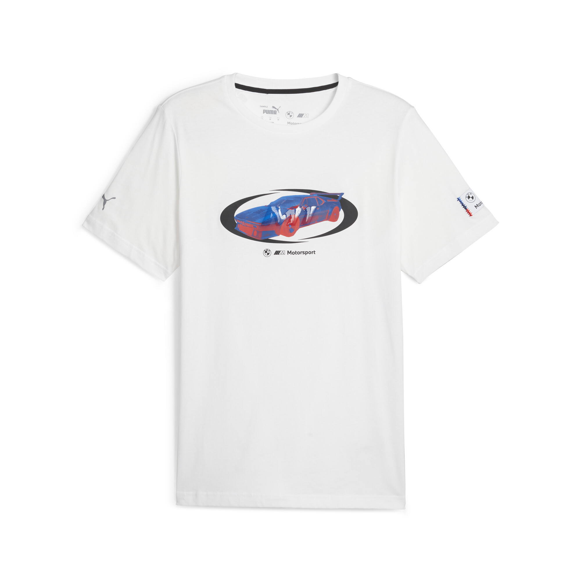 Men's PUMA BMW M Motorsport Statement Car T-Shirt In White, Size 2XL, Cotton