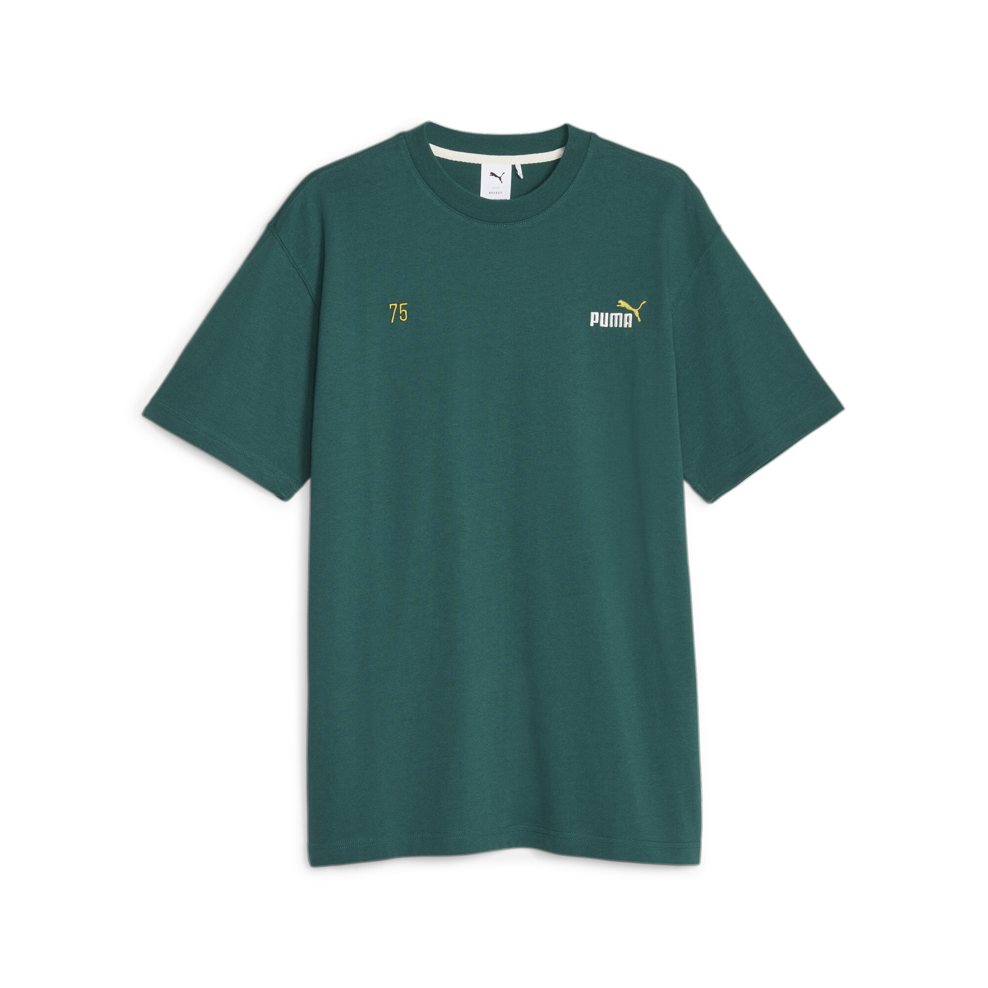 Men's PUMA 75 Logo Celebration T-Shirt In Green, Size 2XL, Cotton