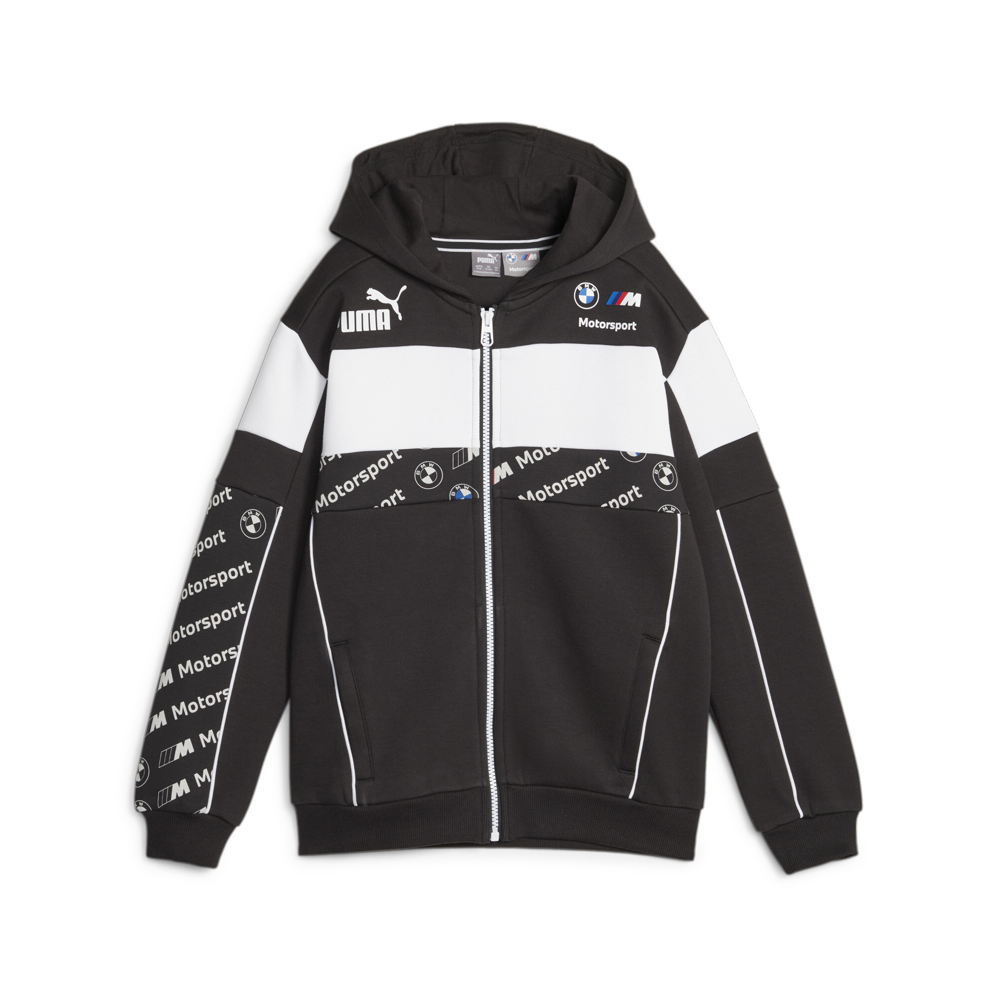 PUMA BMW M Motorsport SDS Hooded Sweat Jacket In Black, Size 7-8 Youth