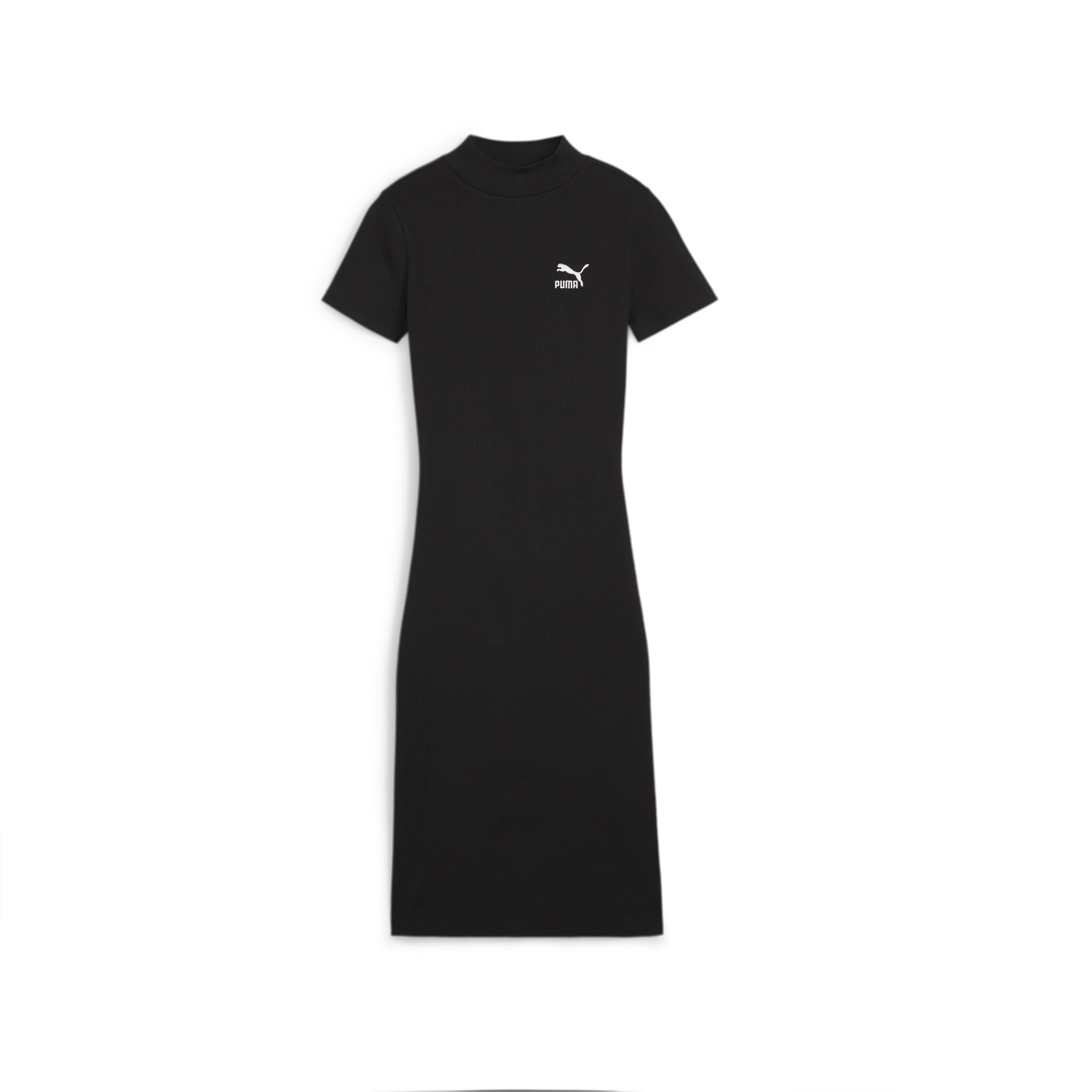Women's PUMA CLASSICS Ribbed Dress In Black, Size Medium
