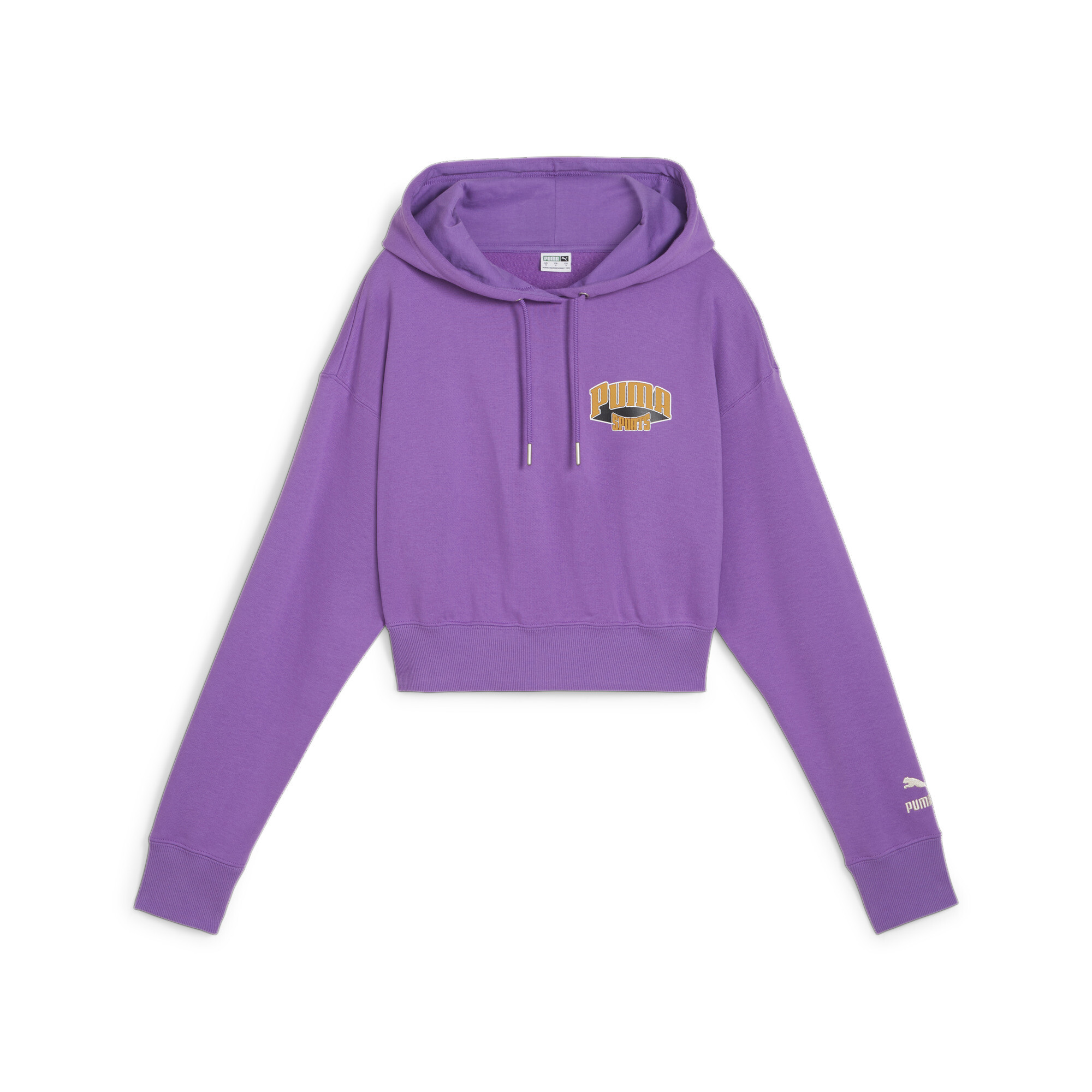 Women's PUMA TEAM Cropped Hoodie In Purple, Size XS