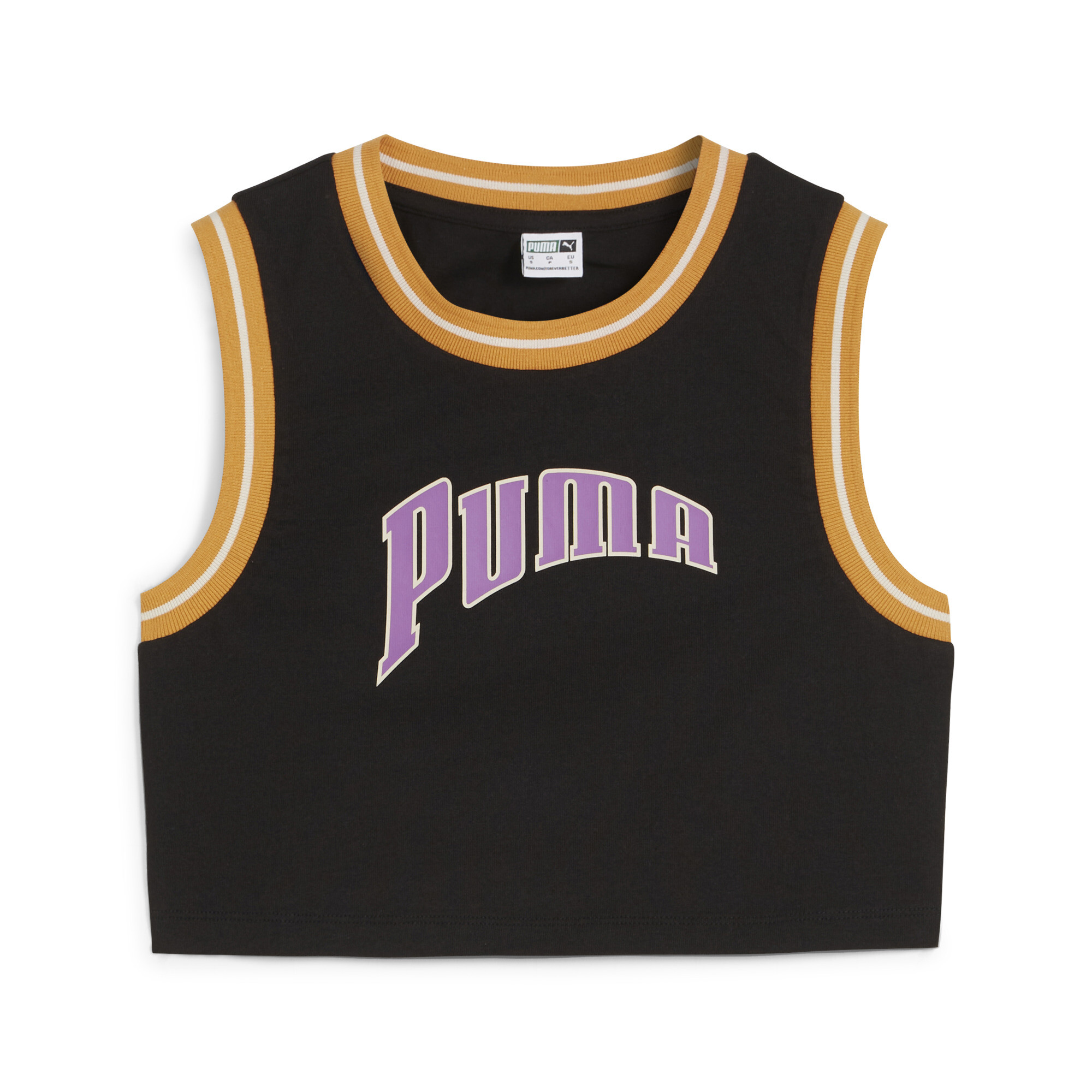 Women's PUMA TEAM Graphic Crop Top In Black, Size Medium