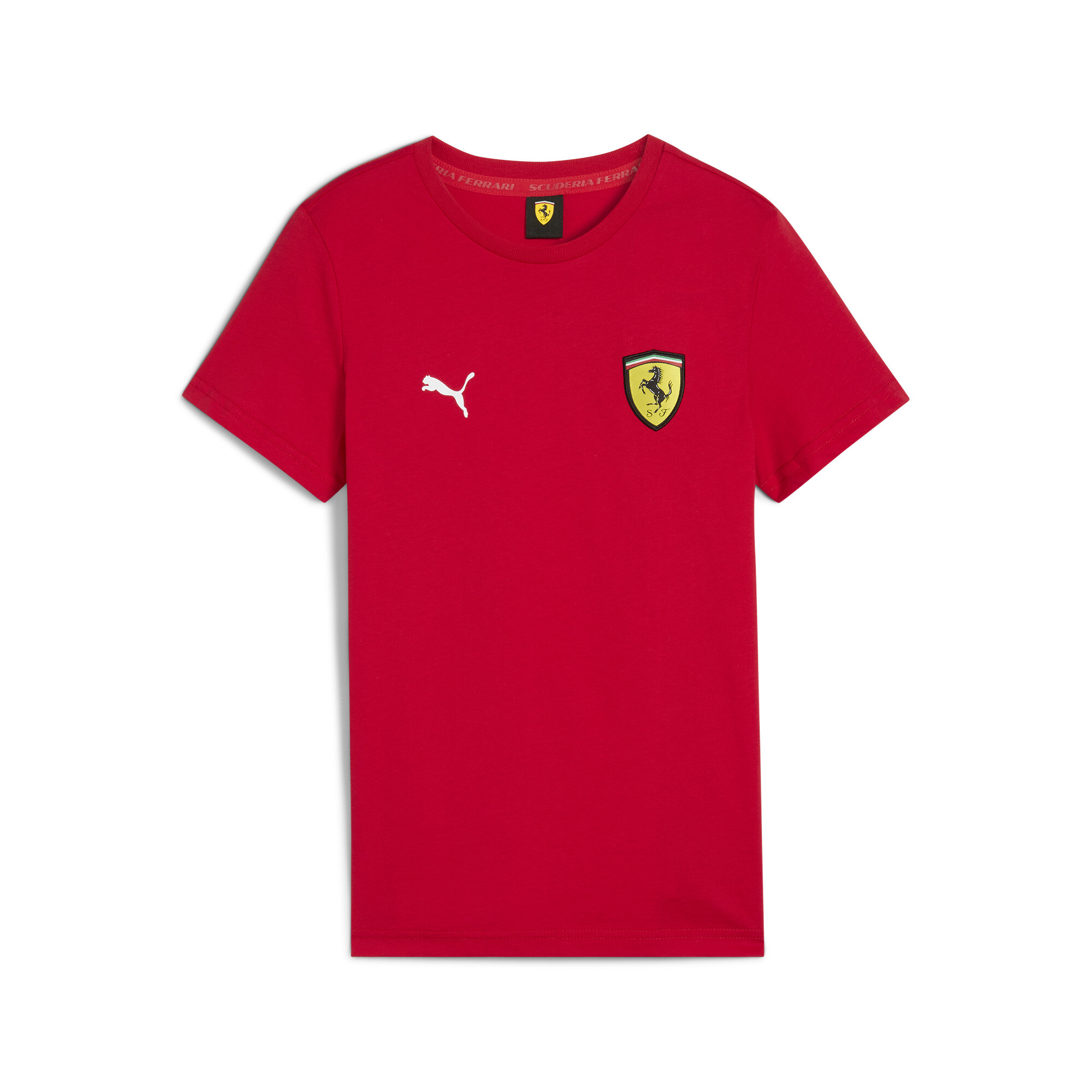 PUMA Scuderia Ferrari Race Big Shield T-Shirt In Red, Size 11-12 Youth, Cotton