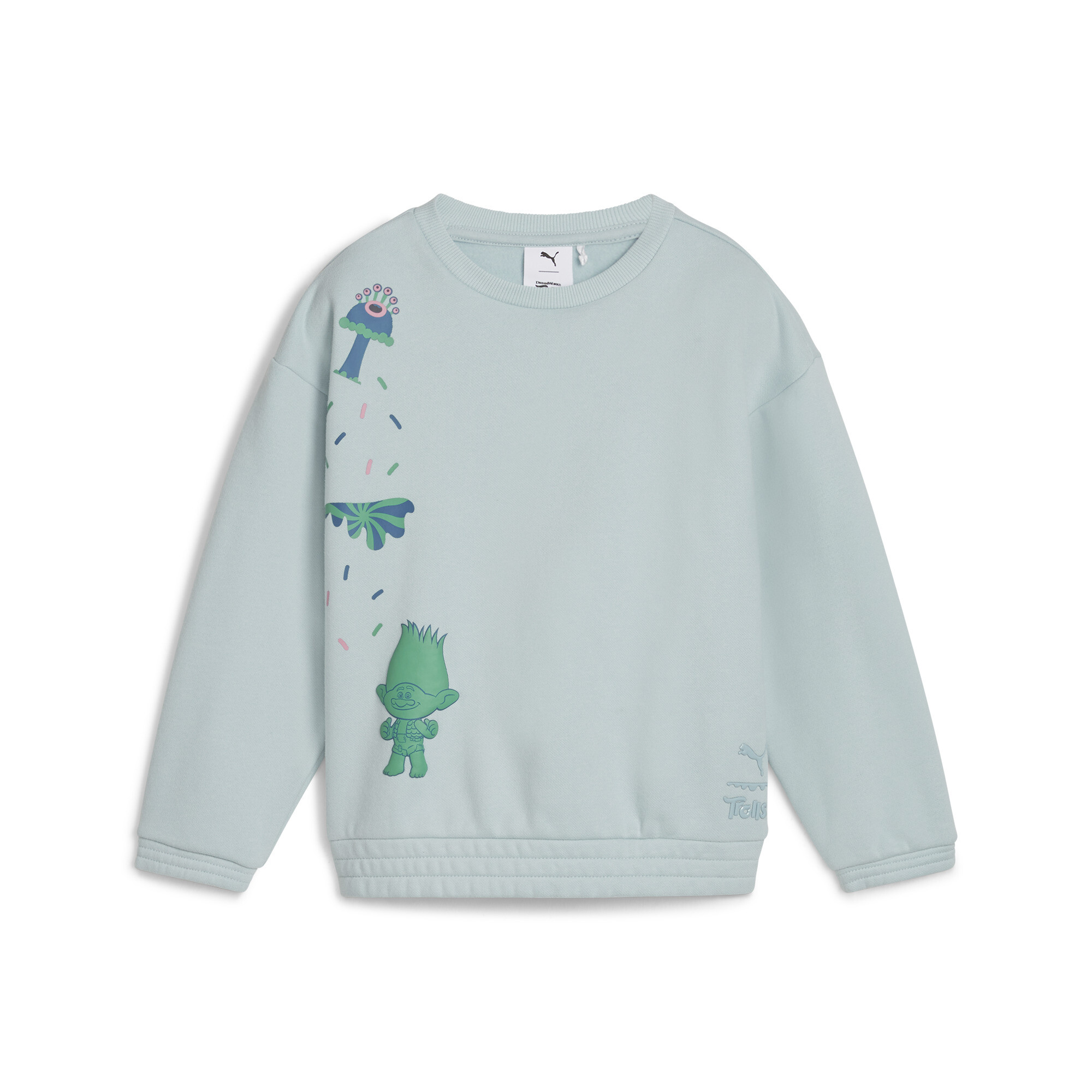 PUMA X TROLLS Graphic Crew Sweat Kids In Blue, Size 4-5 Youth