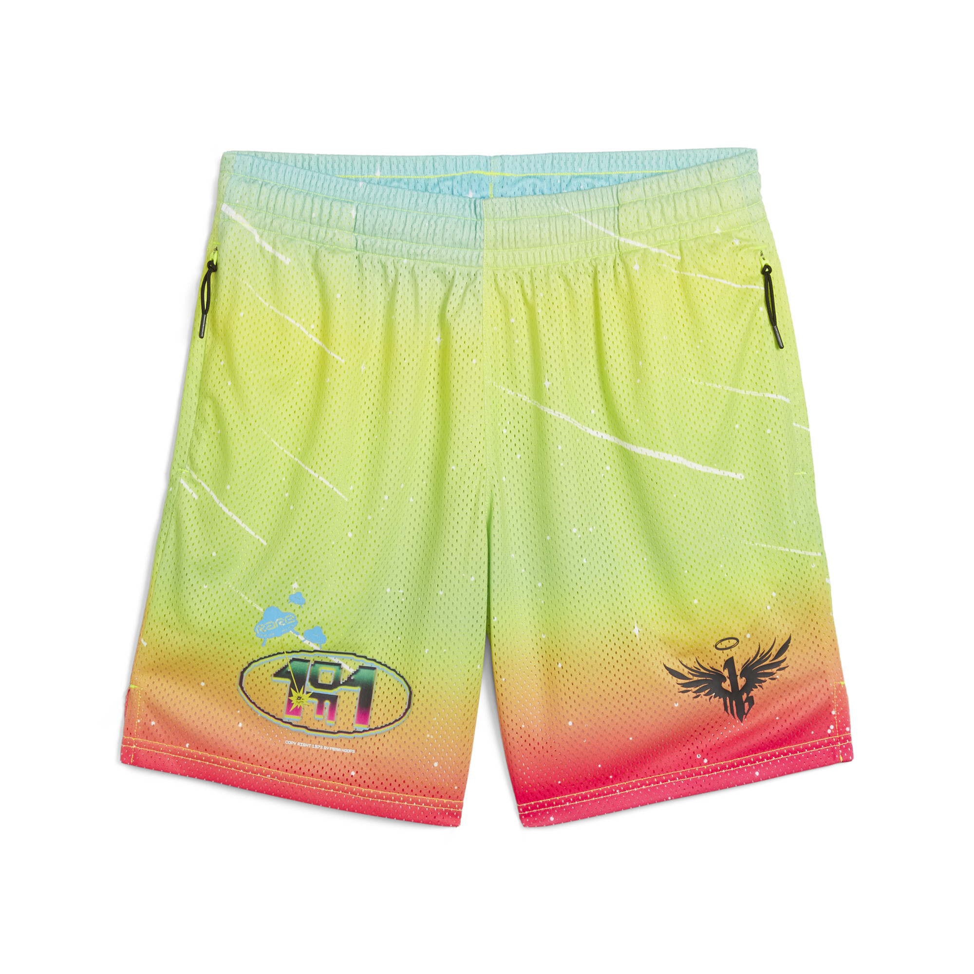 Men's PUMA MELO 1Love Basketball Shorts Men In Yellow, Size XS