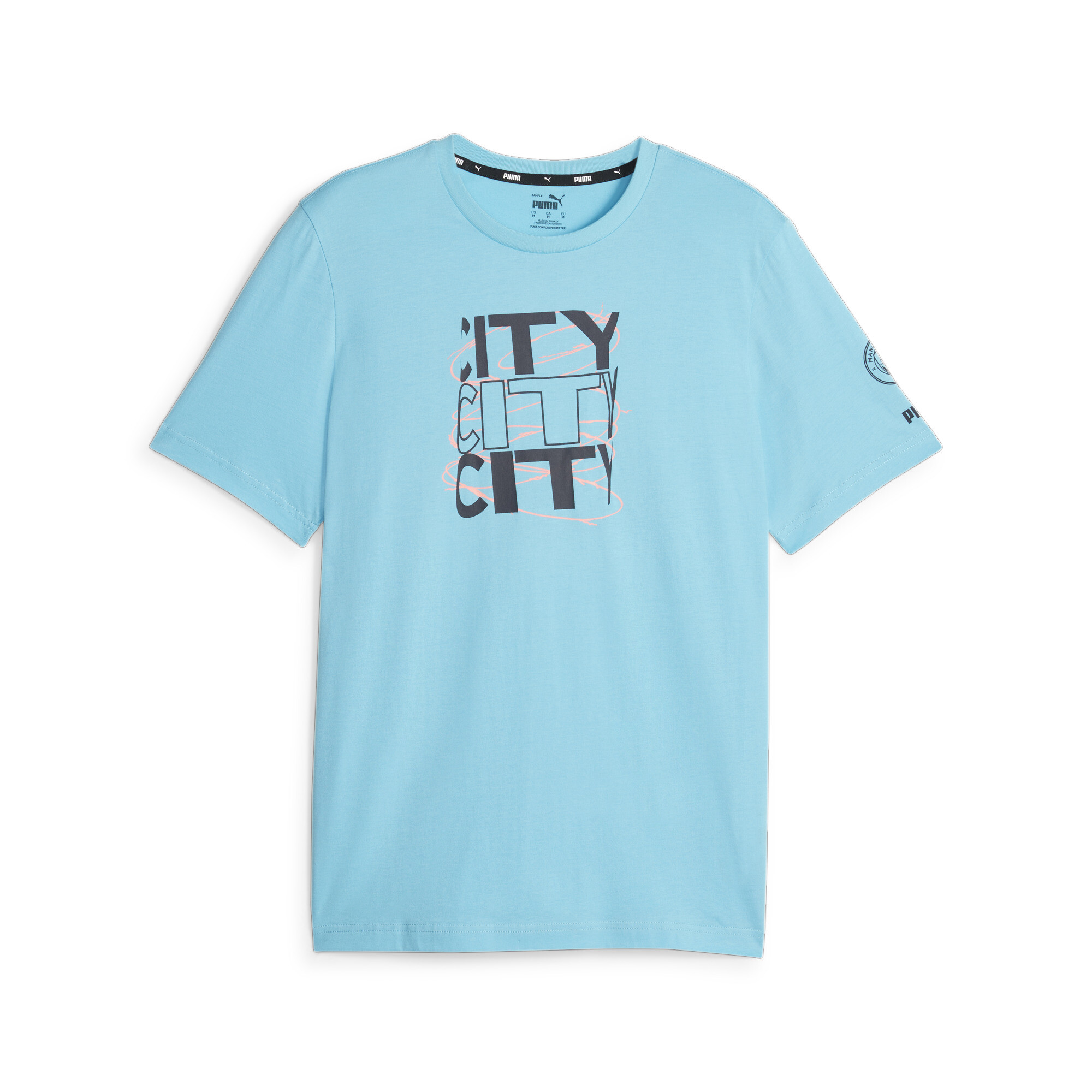 Men's PUMA Manchester City FtblCore Graphic T-Shirt In Blue, Size 2XL