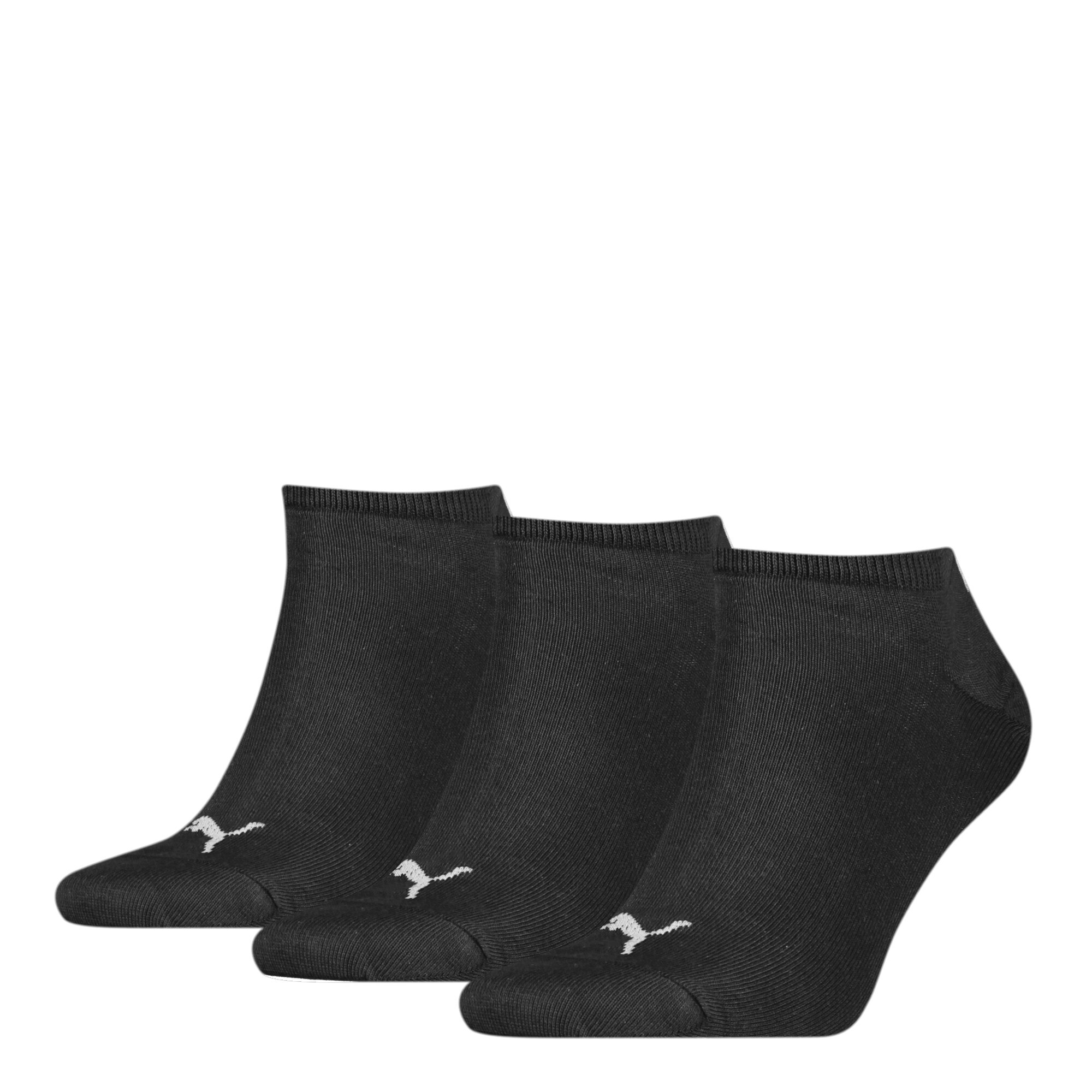 Unisex PUMA Plain Sneaker Trainer Socks 3 Pack In Black, Size 47-49