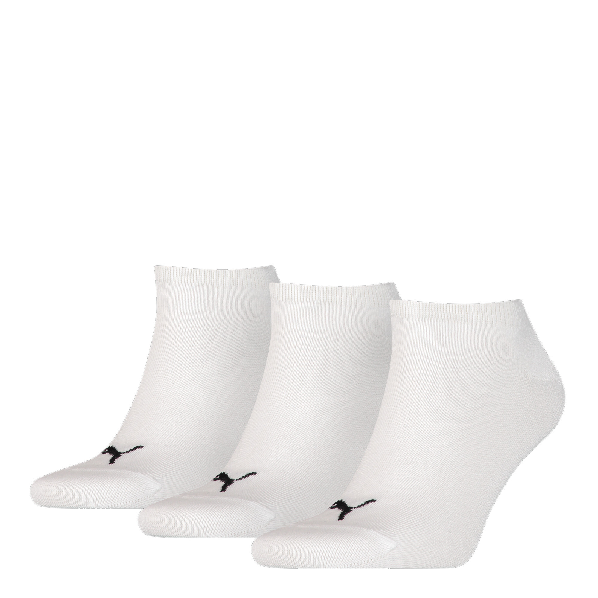 Unisex PUMA Plain Sneaker Trainer Socks 3 Pack In White, Size 43-46