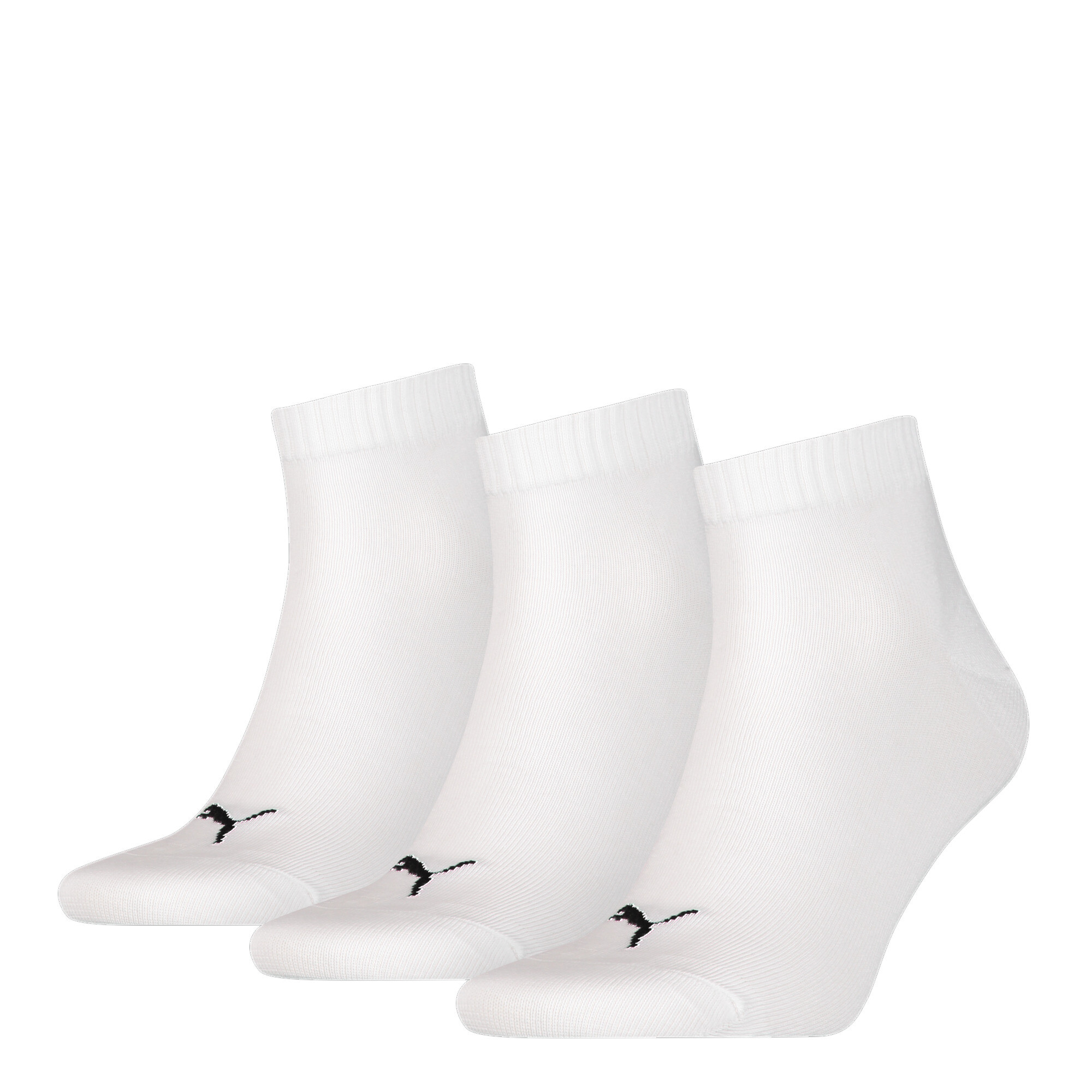 Unisex PUMA Quarter Plain Socks 3 Pack In 20 - White, Size 35-38