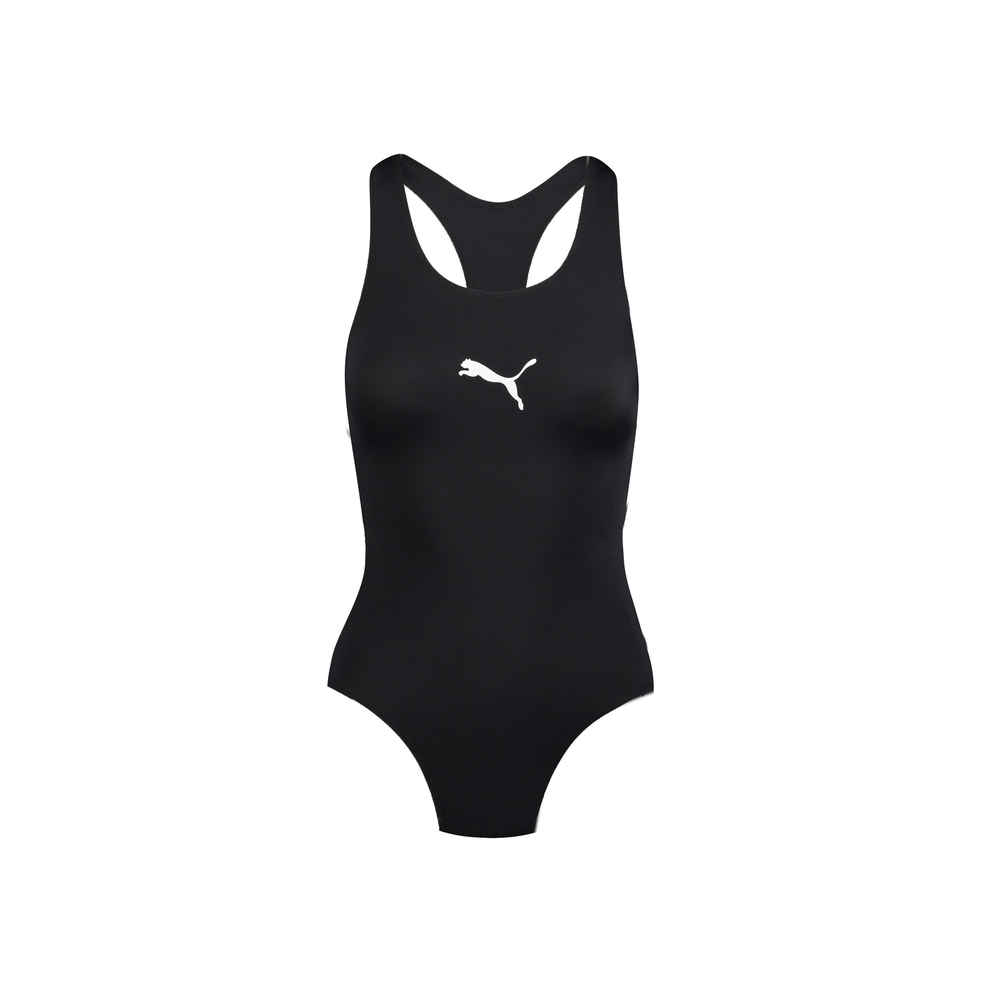 Women's PUMA Swim Racerback Swimsuit In 10 - Black, Size Medium