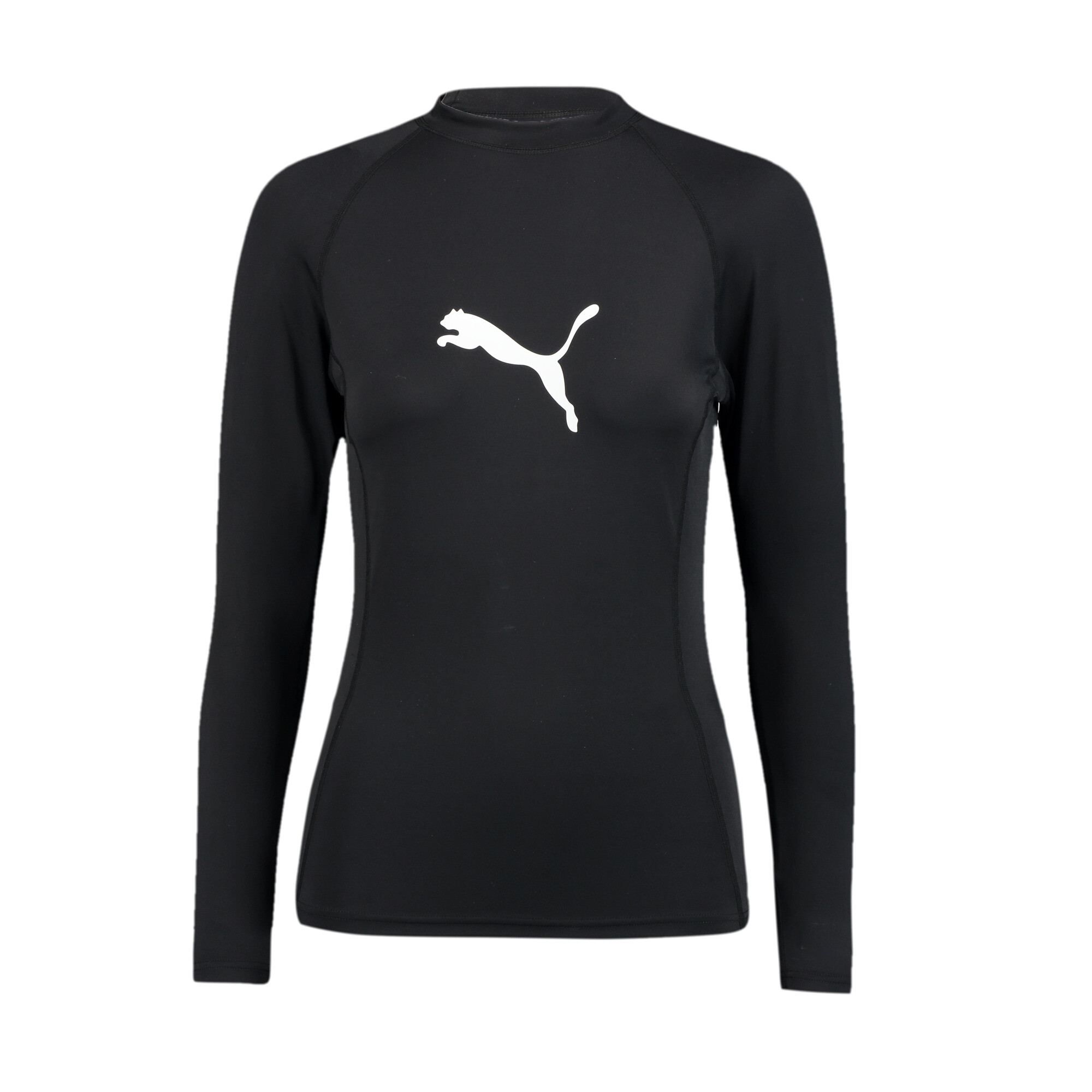 Women's PUMA Swim Long Sleeve Rash Guard In Black, Size Small