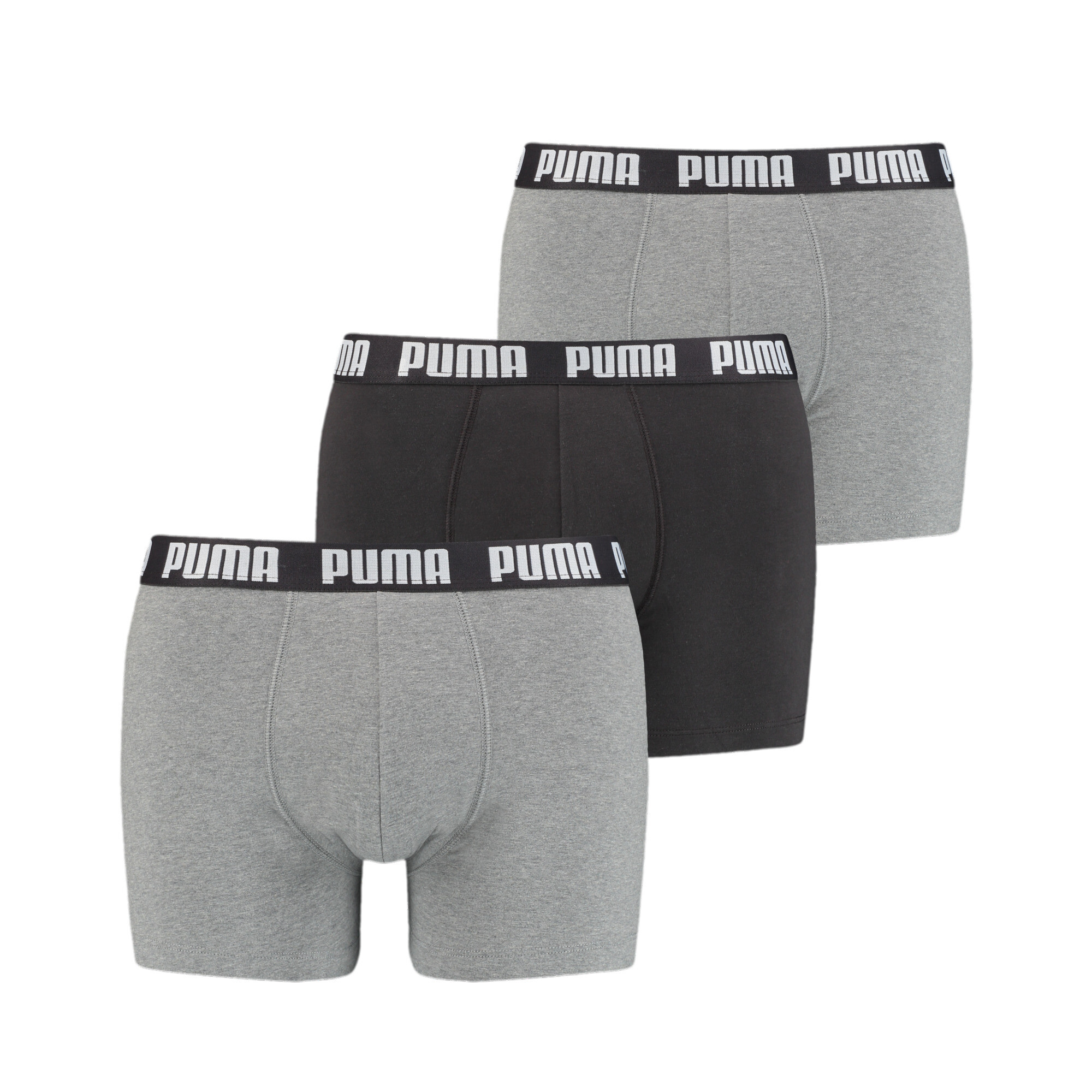 Men's PUMA Everyday Boxers 3 Pack In Black Grey Combo, Size Medium
