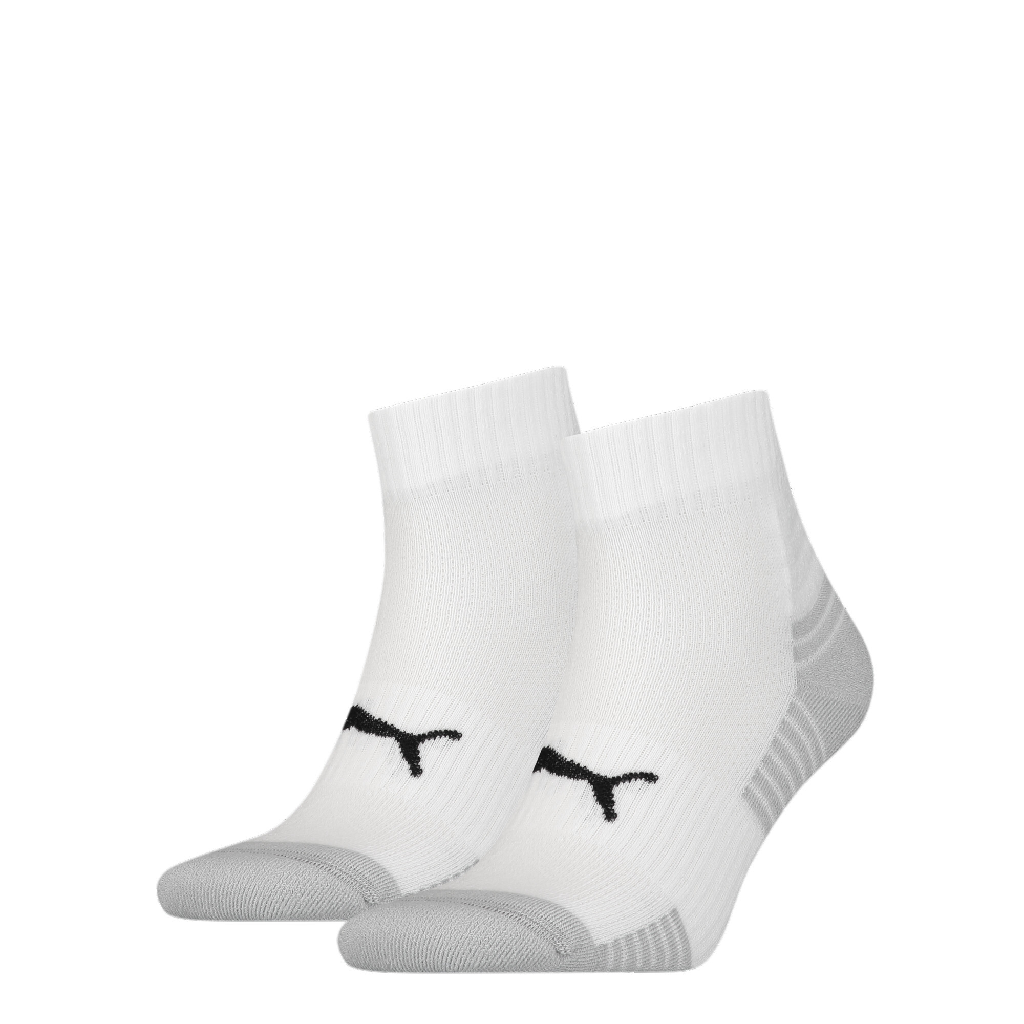 Men's PUMA Sport Cushioned Quarter Socks 2 Pack In White, Size 35-38