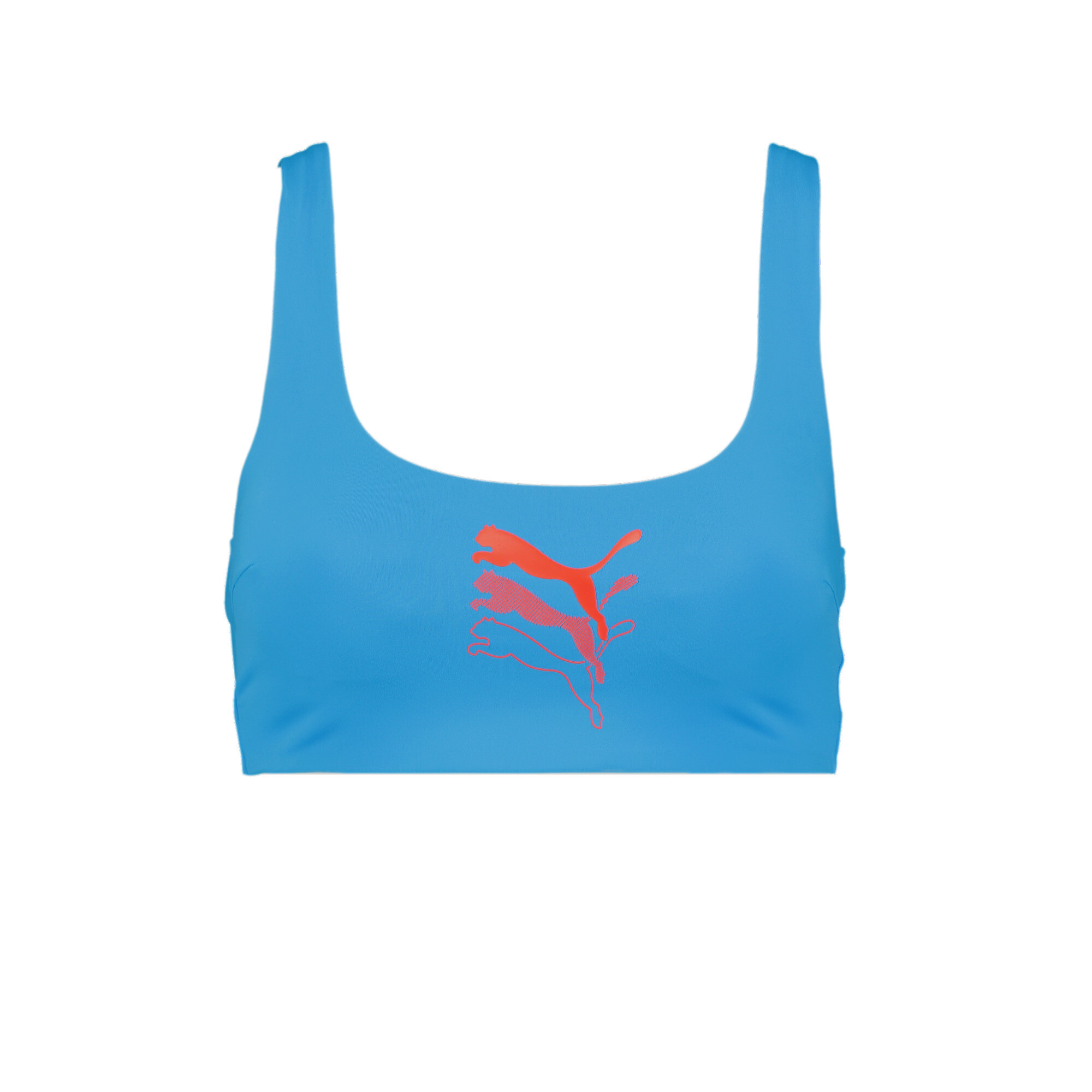 Women's PUMA Swim Scoop Neck Bikini Top In Bright Blue, Size Large