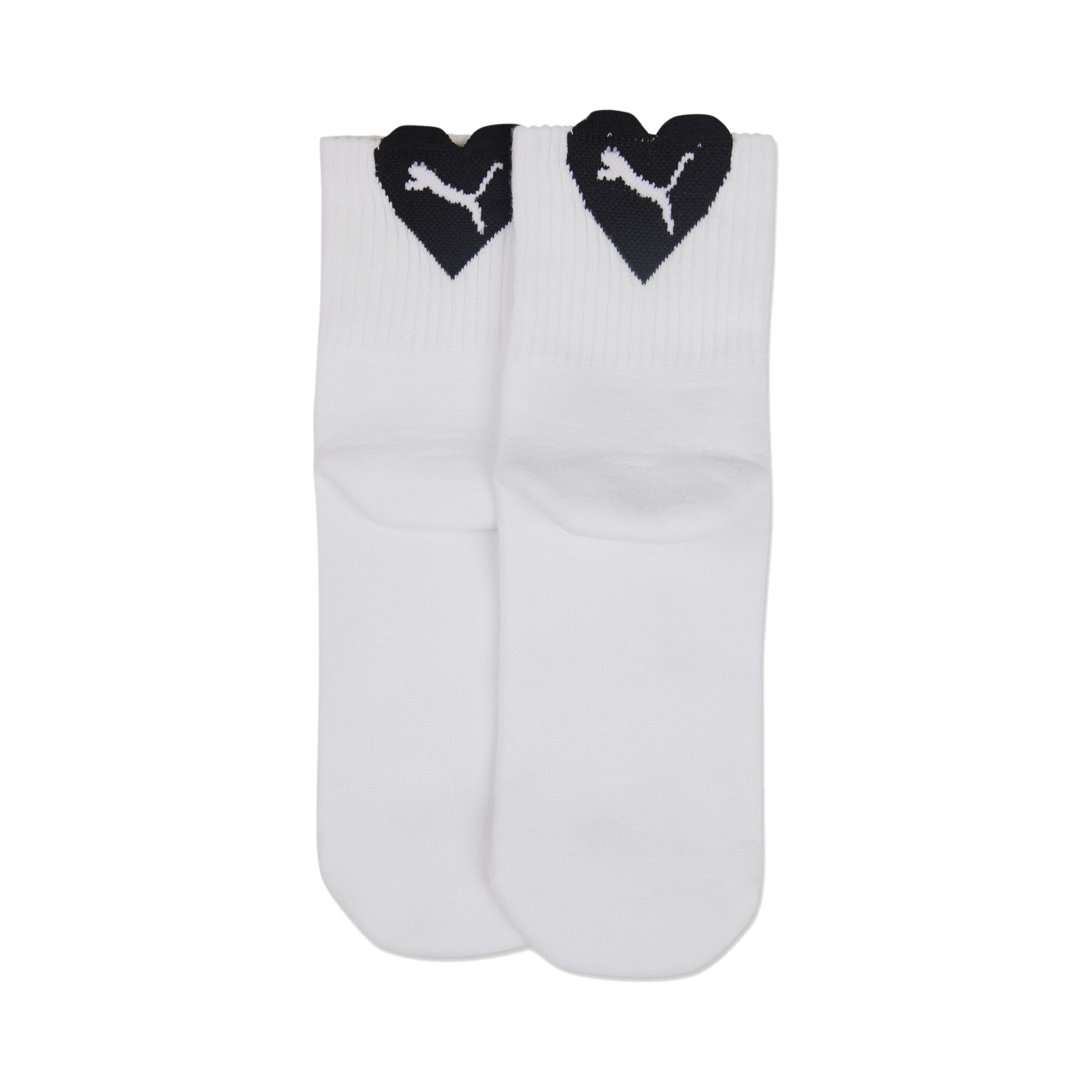 Women's PUMA Heart Short Socks 2 Pack In White, Size 35-38