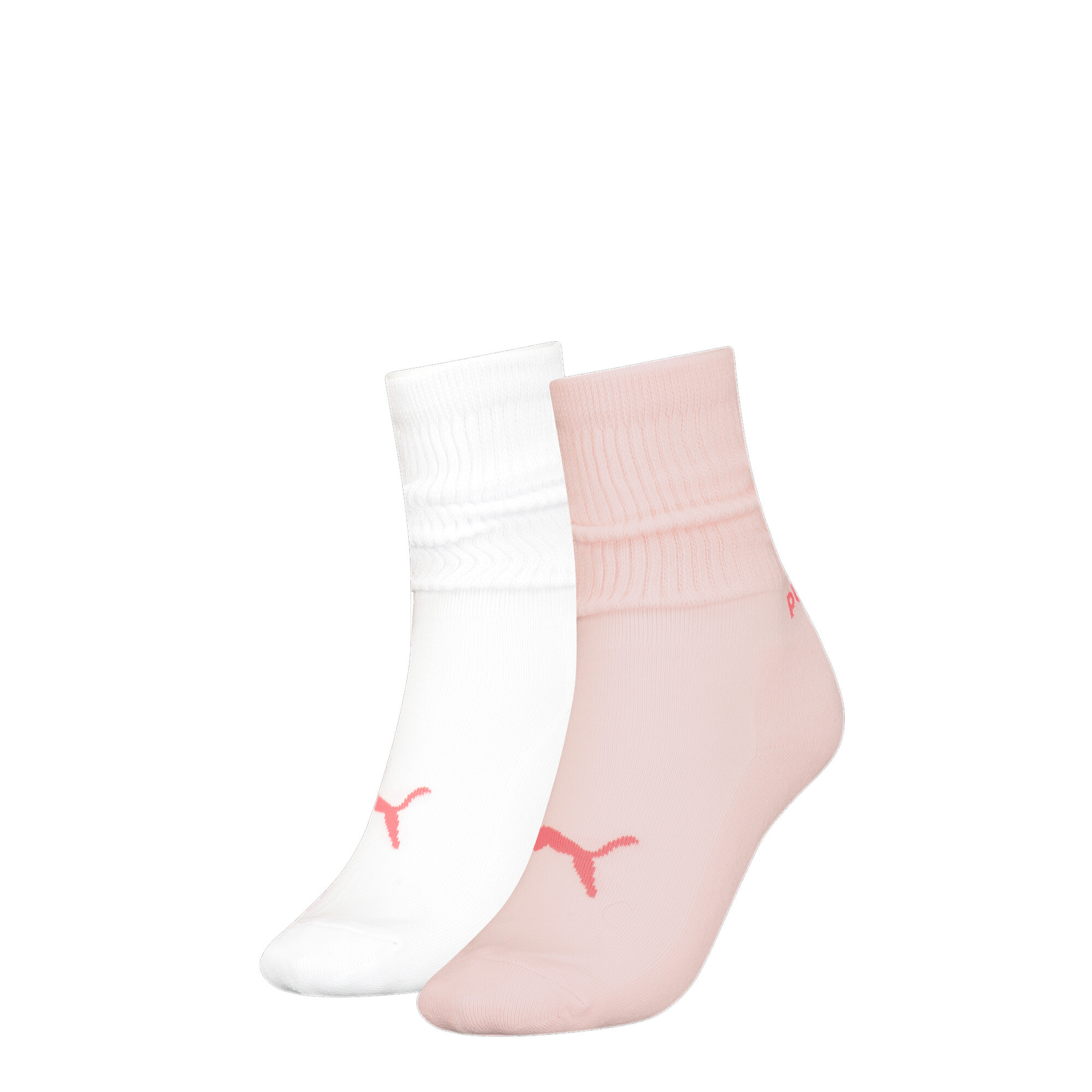Women's PUMA Slouch Crew Socks 2 Pack In Pink, Size 35-38