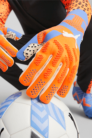 FUTURE Ultimate Negative Cut Men's Soccer Goalkeeper Gloves, Ultra Orange-Blue Glimmer, extralarge