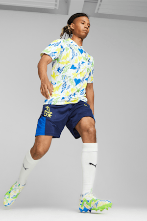FUTURE ULTIMATE Neymar Jr FG/AG Football Boots, PUMA White-Racing Blue-Lemon Meringue-Parakeet Green, extralarge-GBR