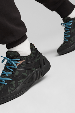 TRC Blaze Court Camo Men's Basketball Shoes, PUMA Black-Myrtle-Dark Clove-Bold Blue-Electric Blush, extralarge